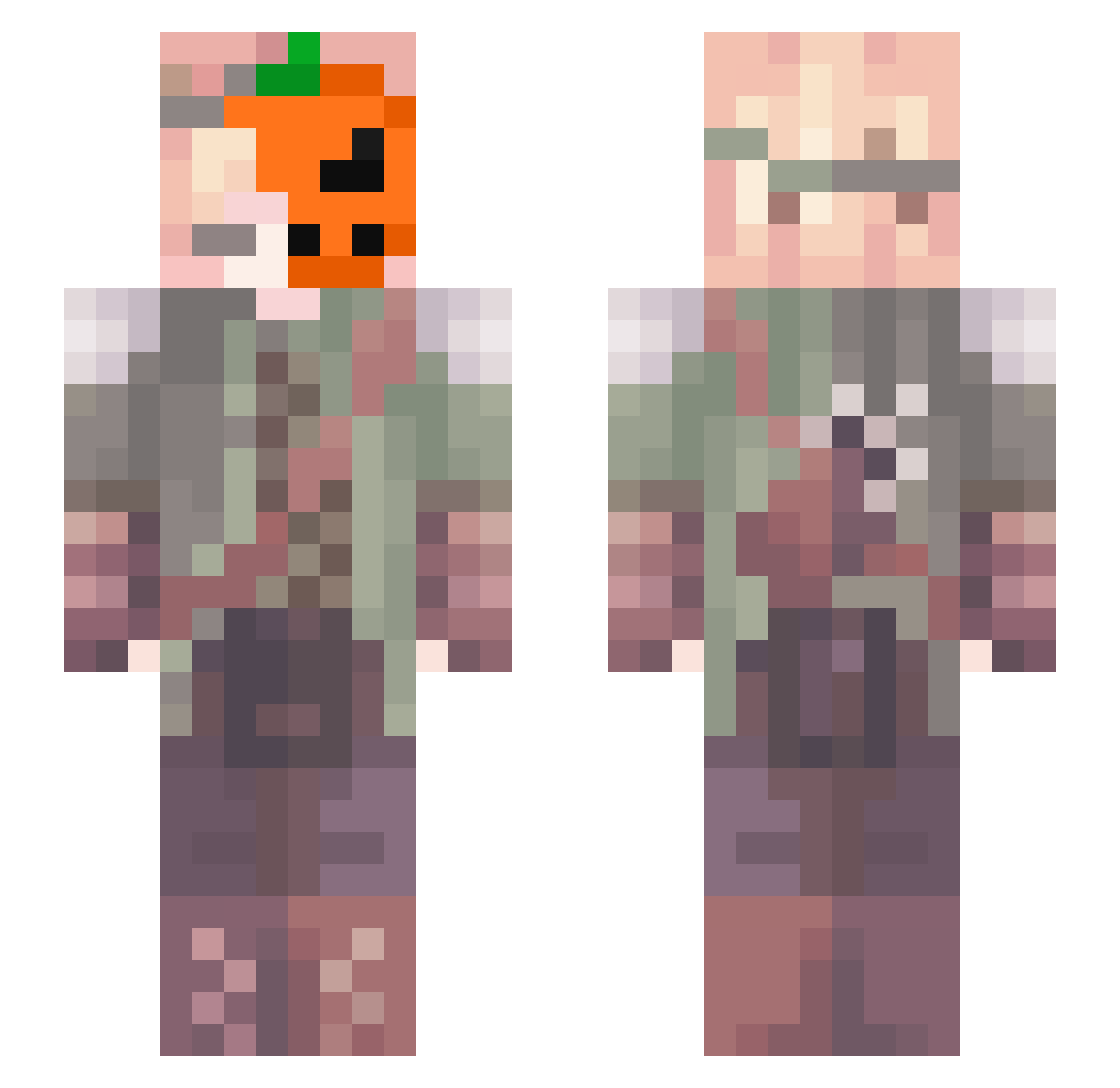 Gubby8649 Minecraft skin, front and back view