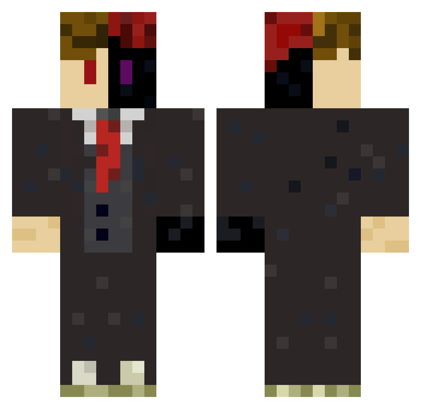 ITouchNoGrass Minecraft skin, front and back view