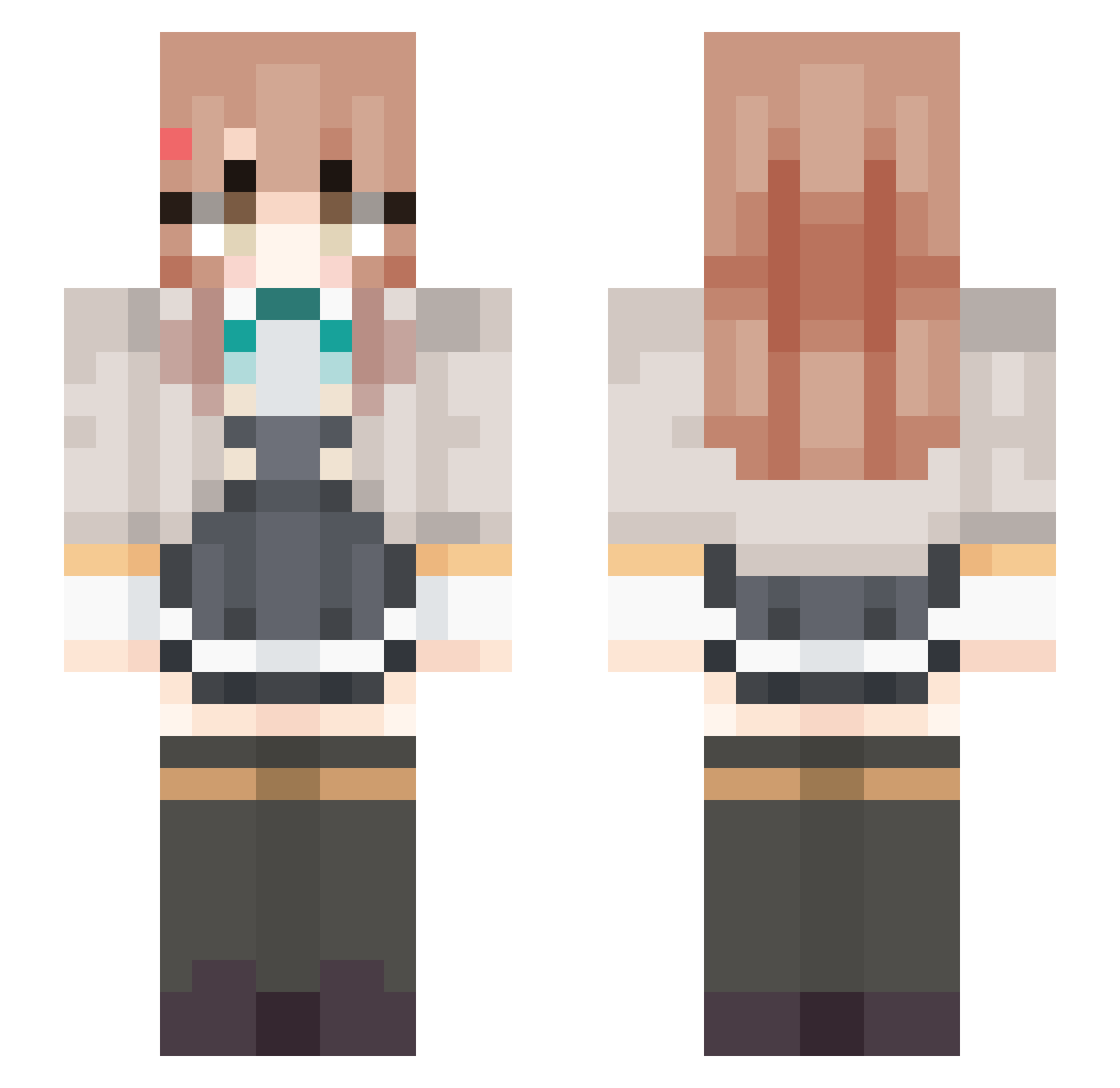 Schlurx Minecraft skin, front and back view