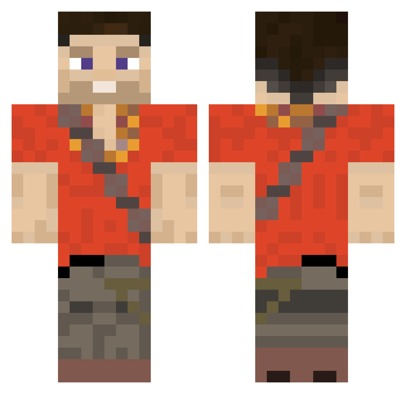 JackCarverOffici Minecraft skin, front and back view