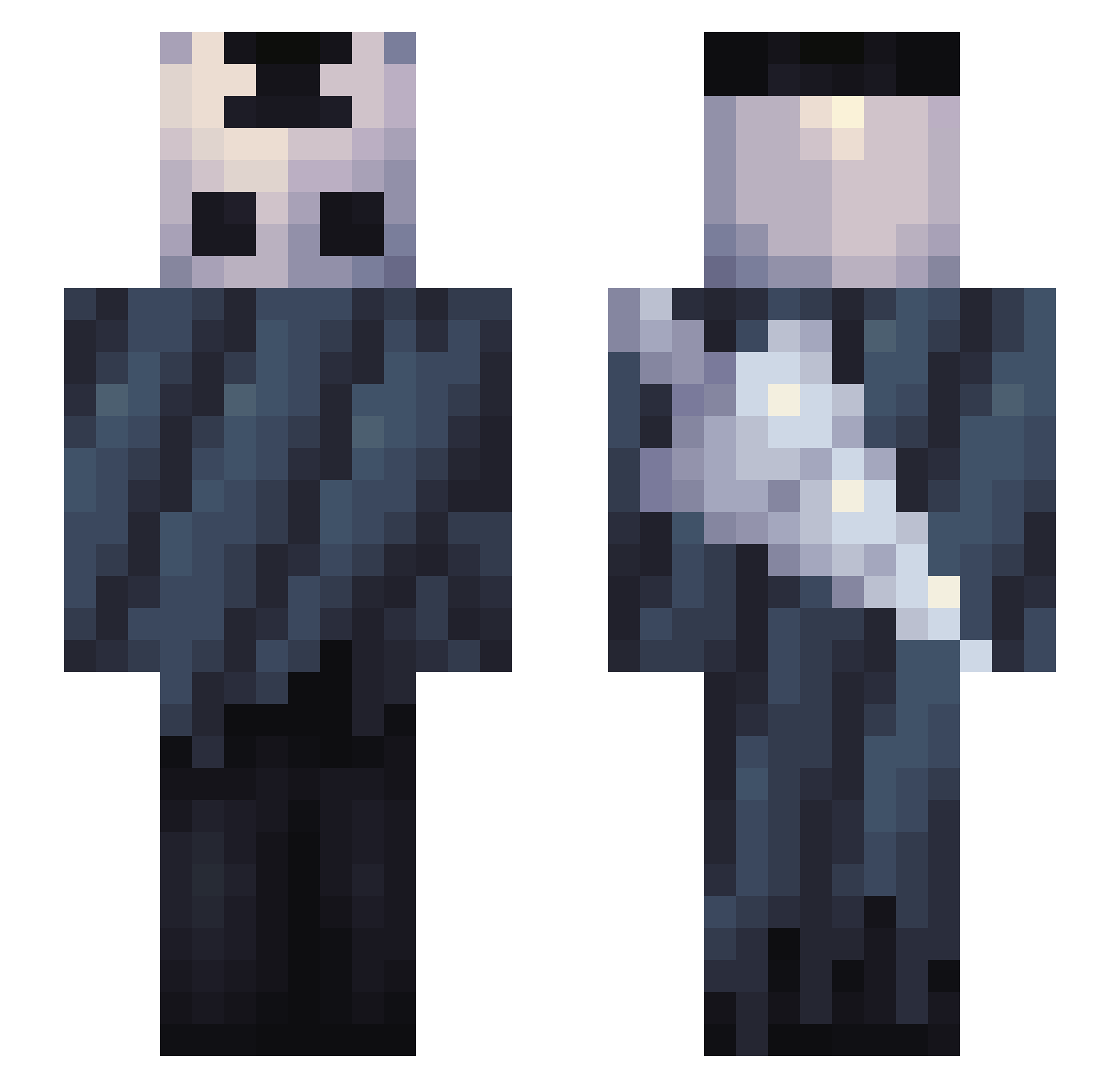 MrGowi Minecraft skin, front and back view