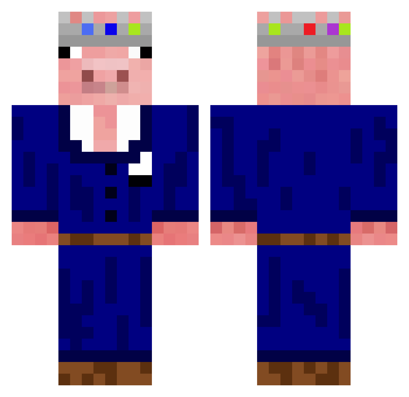 WeMissTheKing Minecraft skin, front and back view