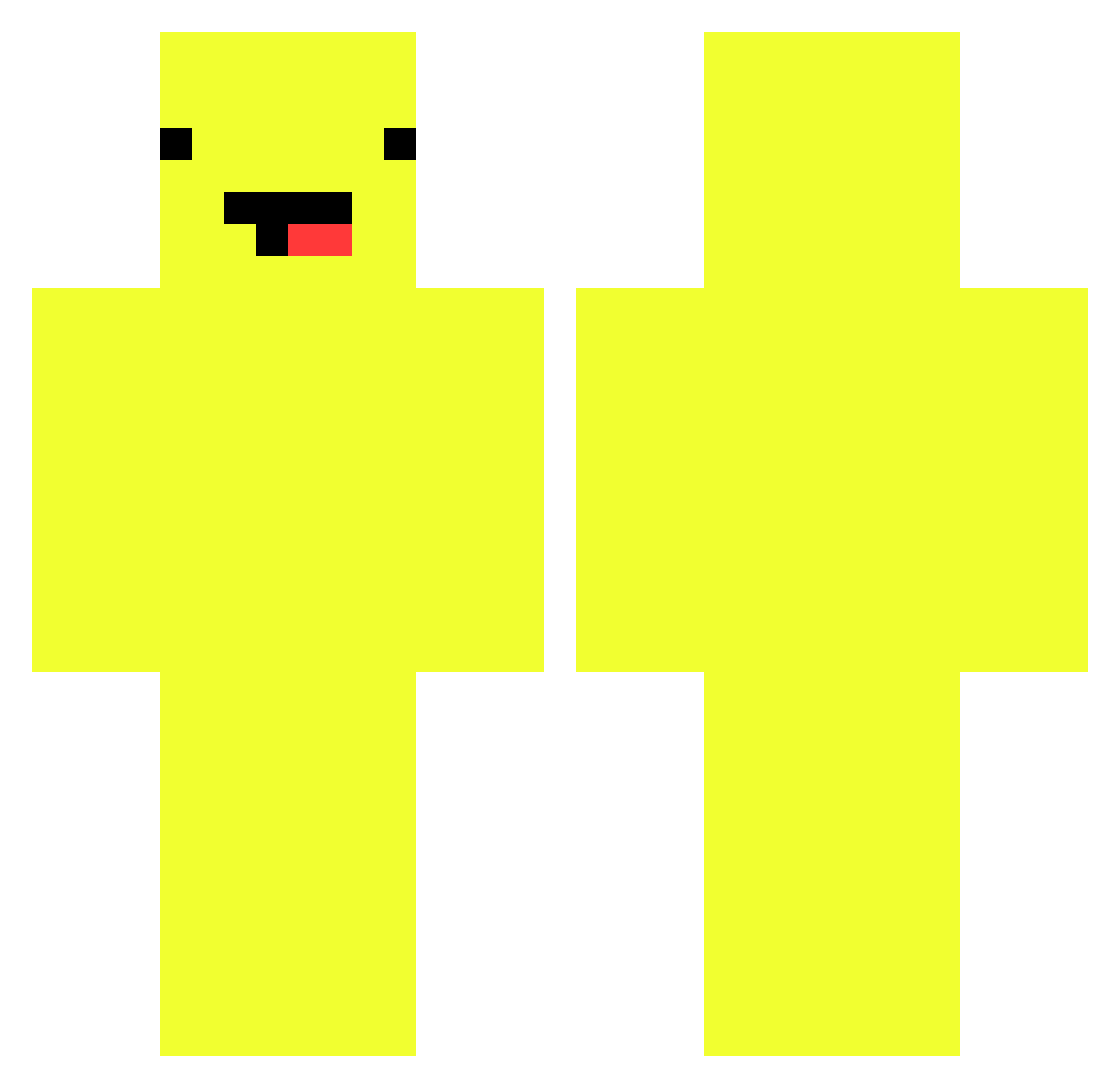 ImposterRed Minecraft skin, front and back view