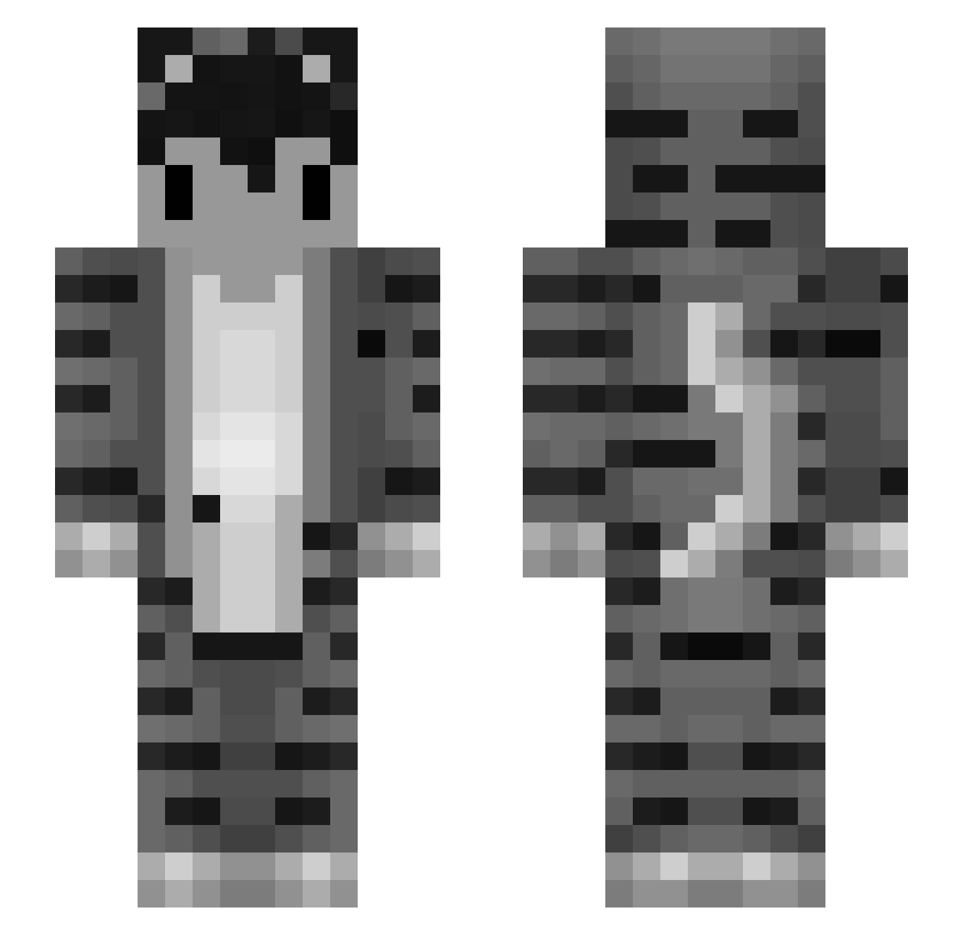 yDxmi Minecraft skin, front and back view
