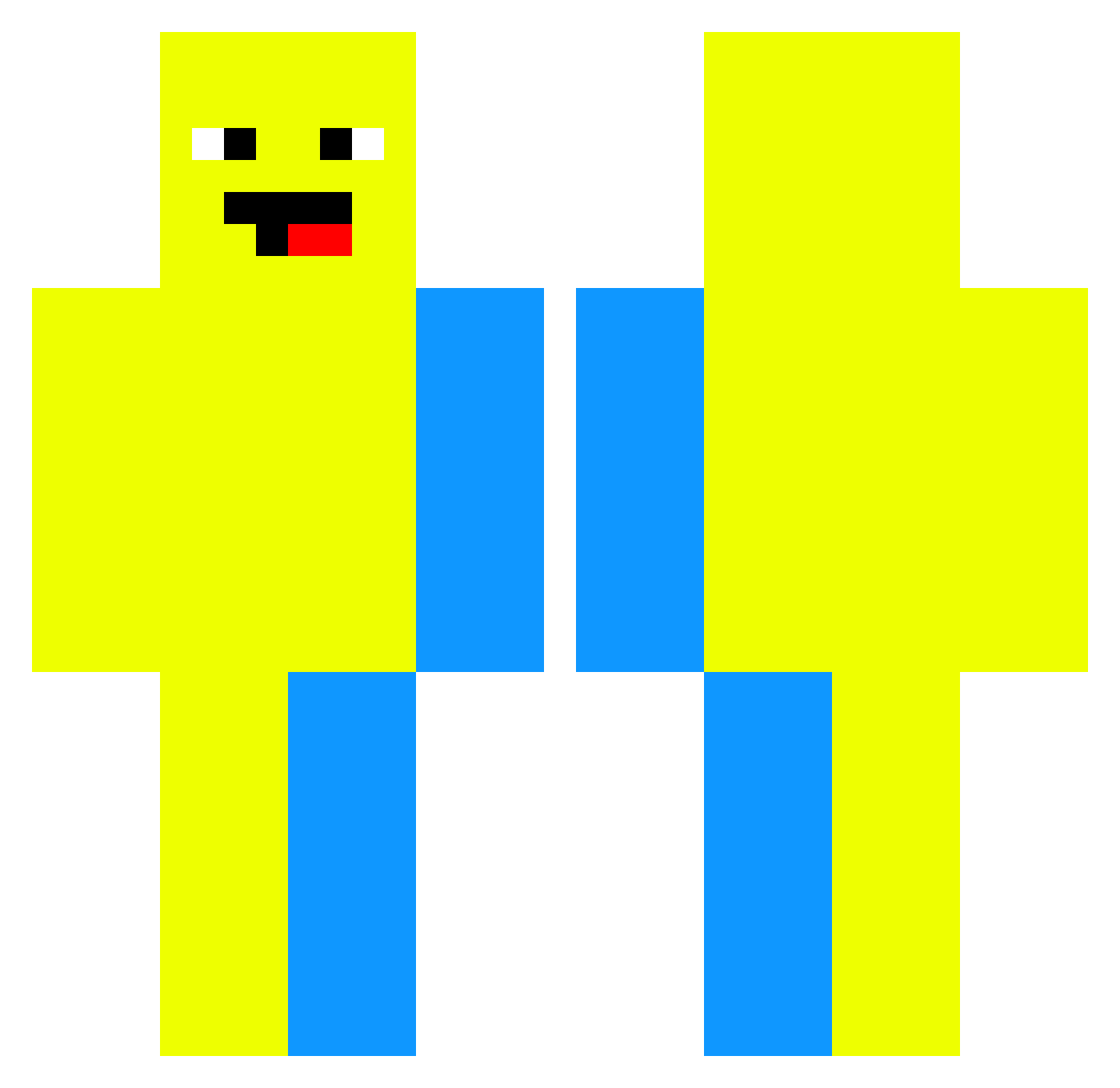 FehzinTV Minecraft skin, front and back view