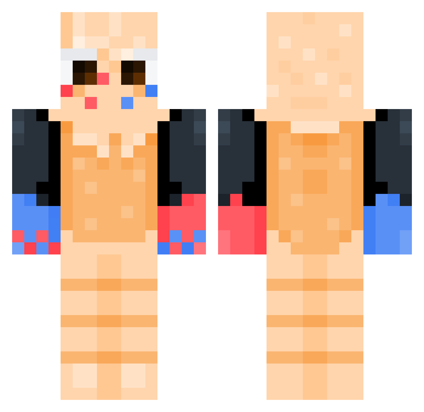 Bywok Minecraft skin, front and back view