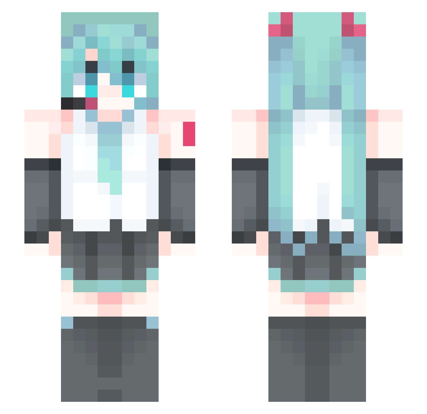 wwuuku Minecraft skin, front and back view