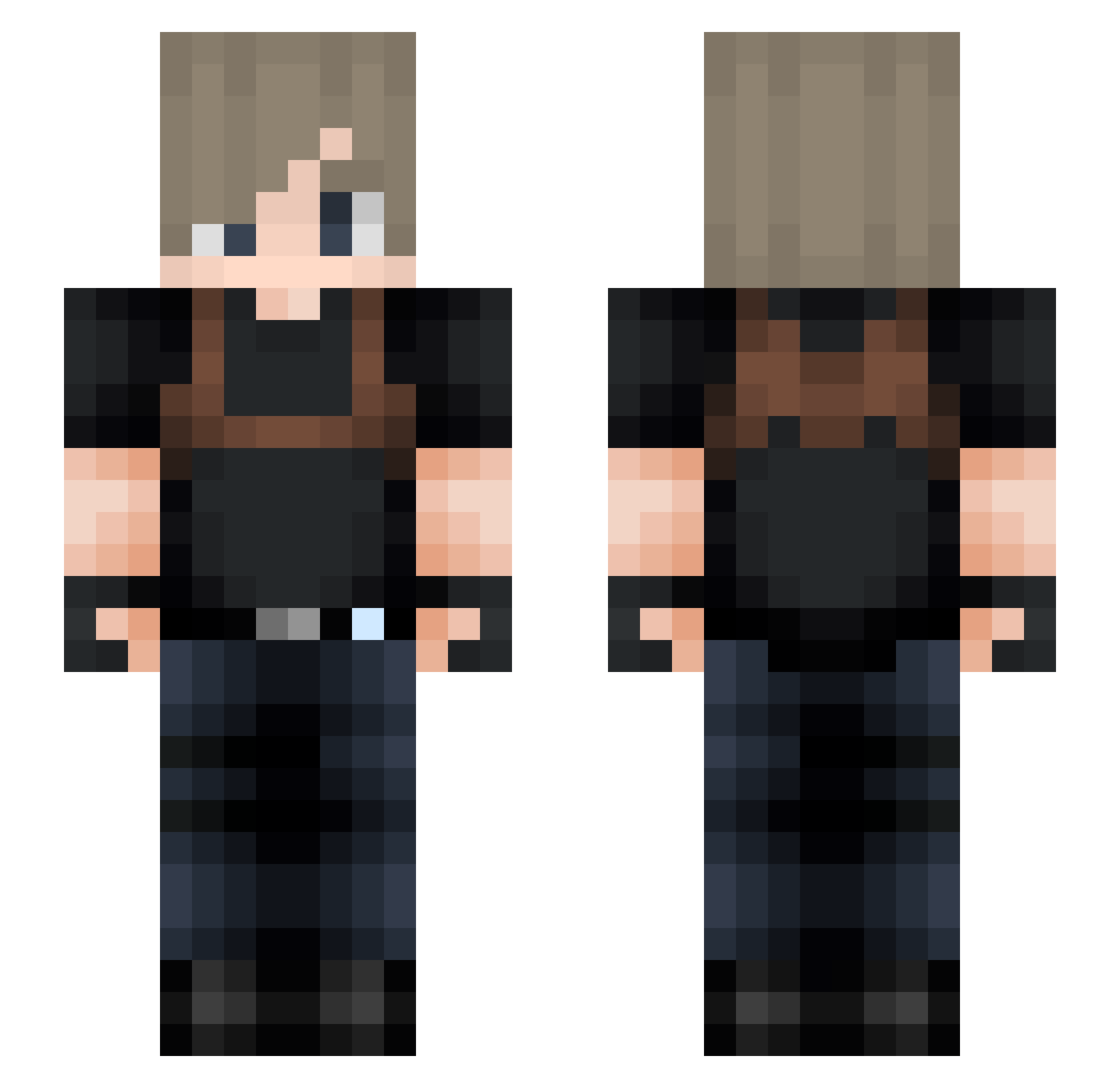 Wolvles Minecraft skin, front and back view