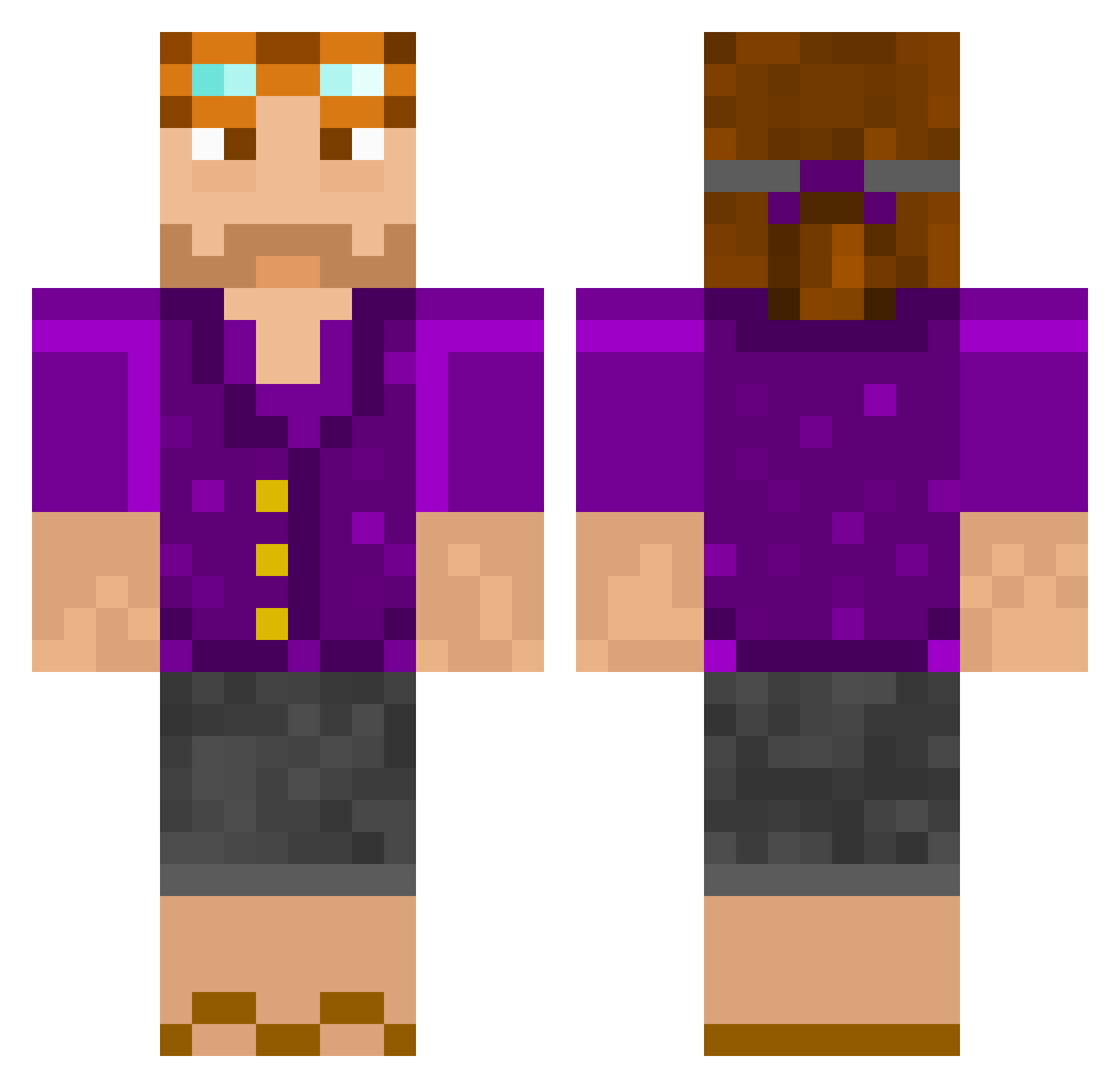 Zant0rg Minecraft skin, front and back view