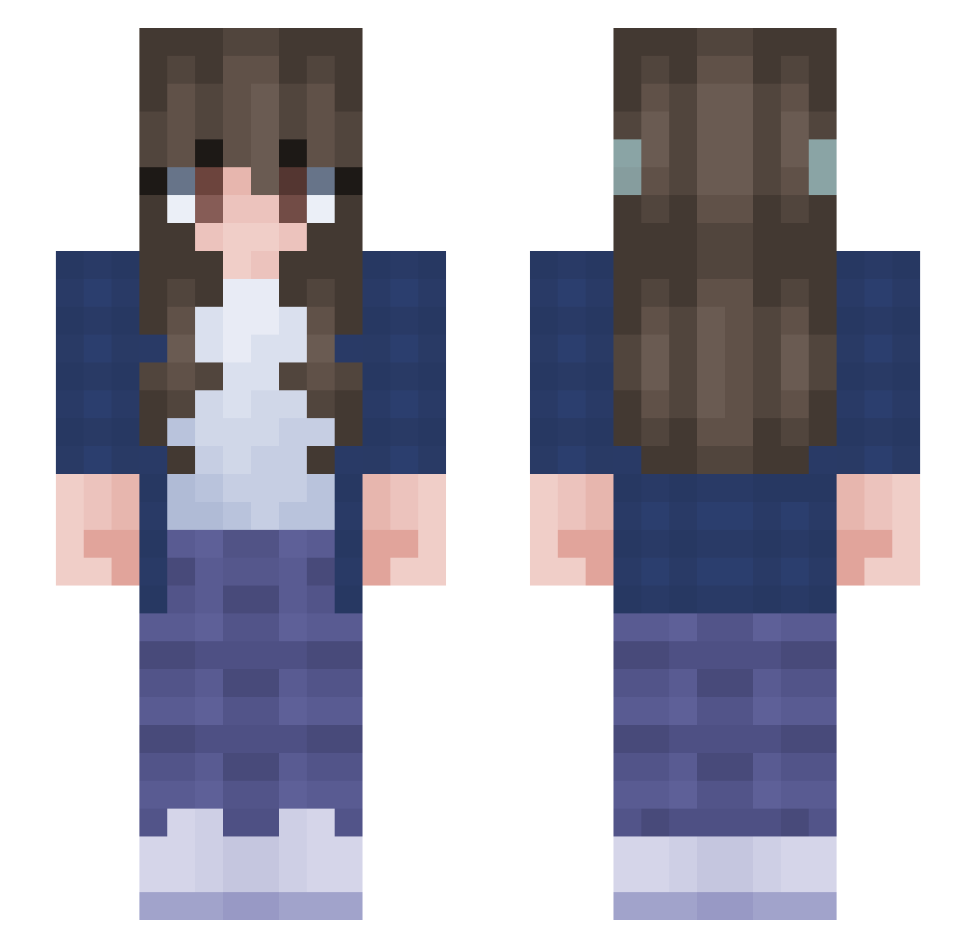 Wabytee Minecraft skin, front and back view