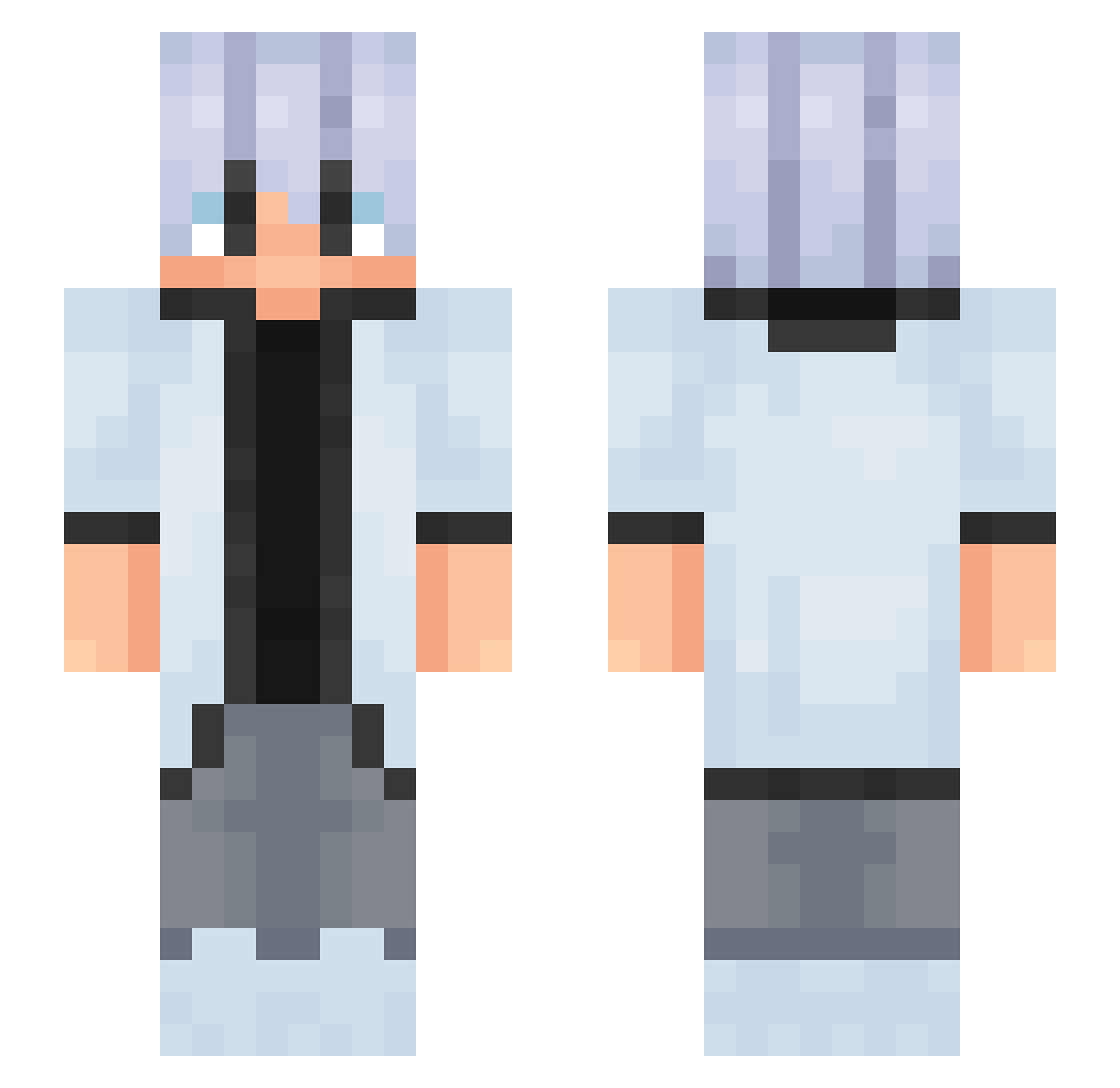 SnowPNG Minecraft skin, front and back view
