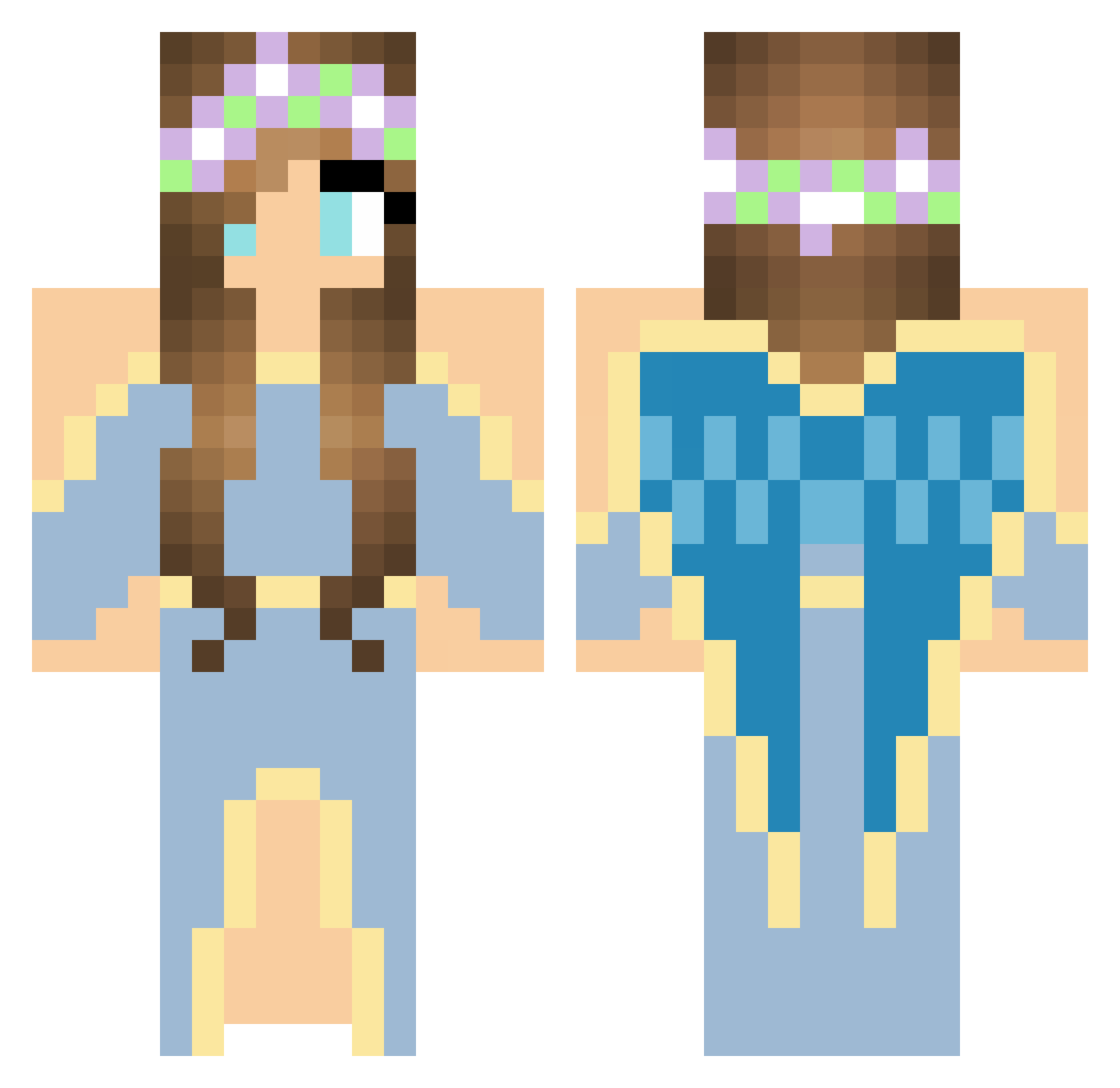 Zimarra Minecraft skin, front and back view