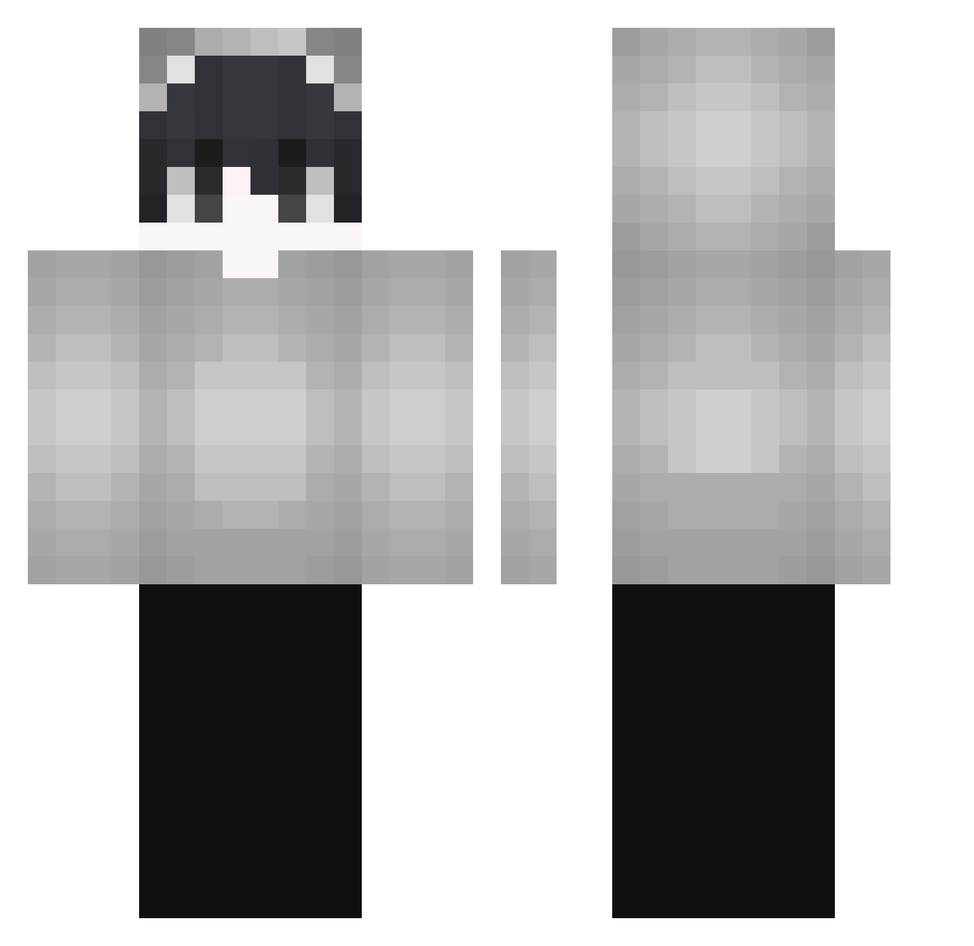 Sloopycat Minecraft skin, front and back view