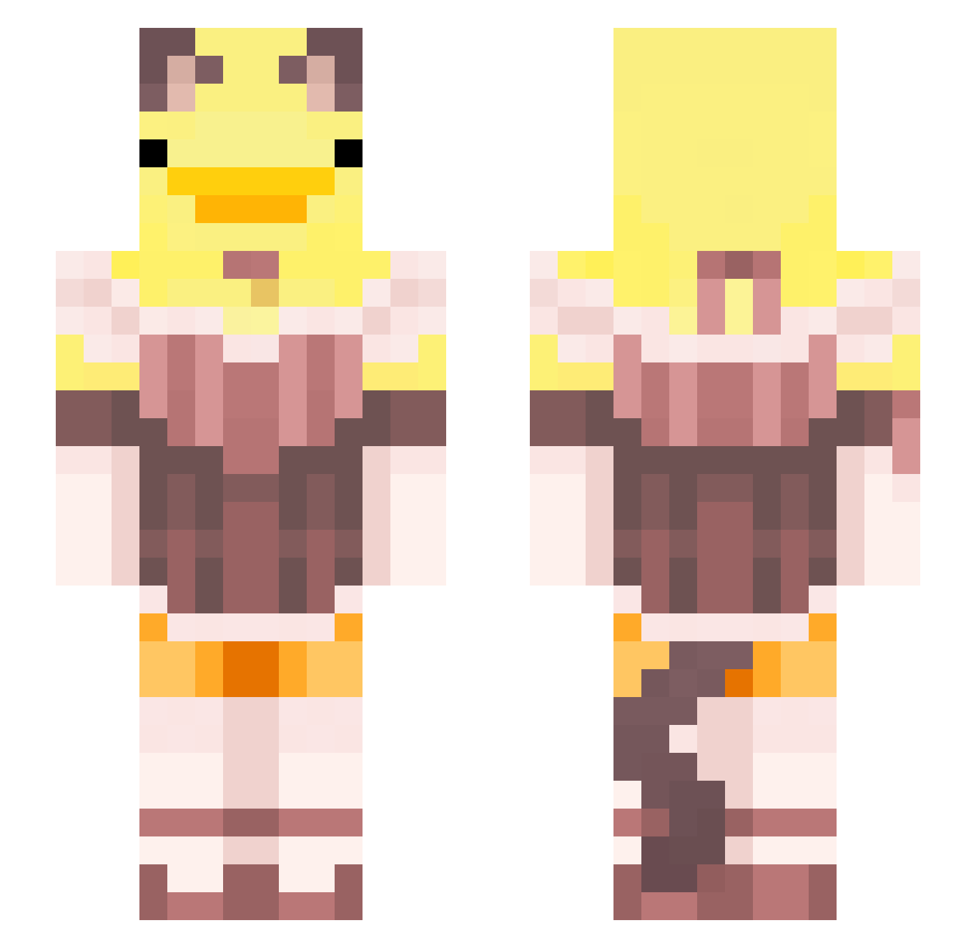 VibingDuck Minecraft skin, front and back view
