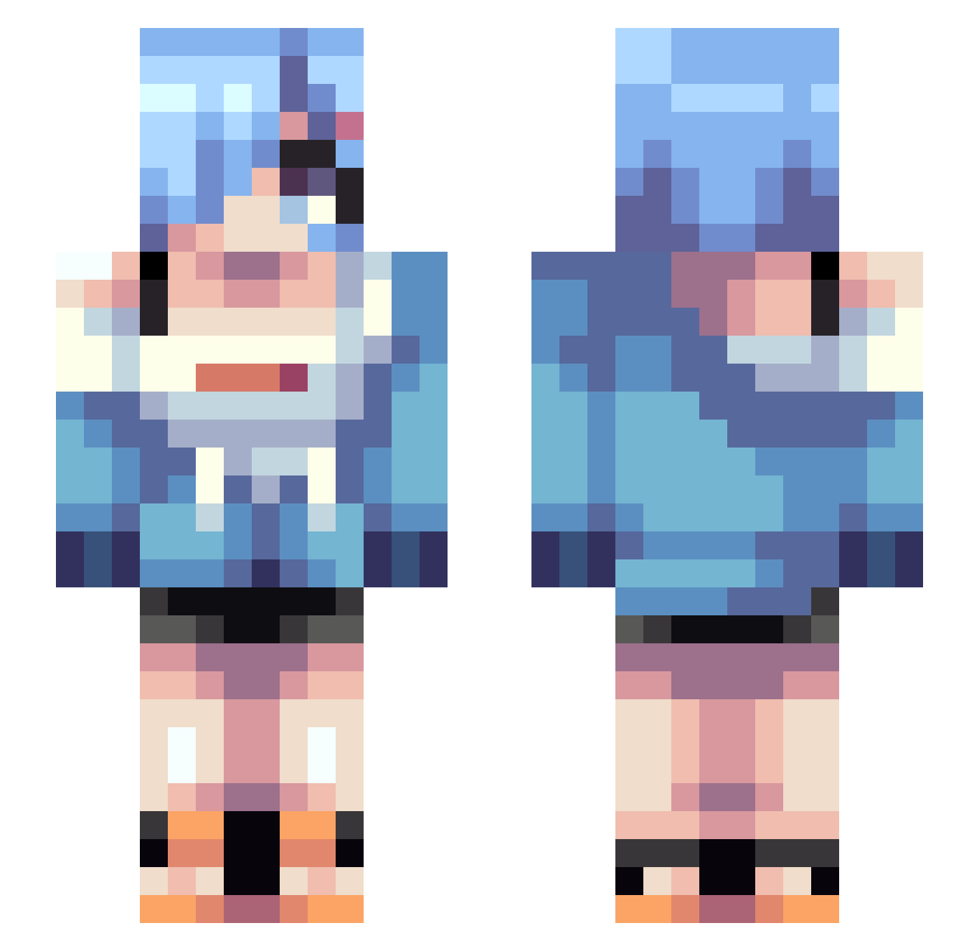 Historiiaa Minecraft skin, front and back view