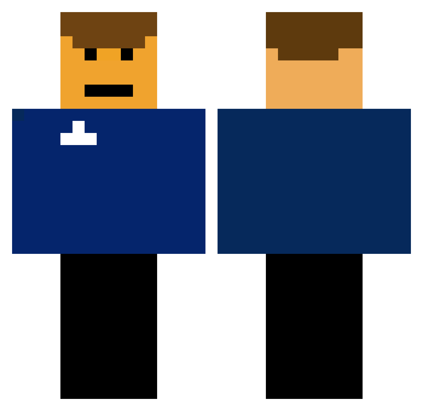 Rickisos Minecraft skin, front and back view