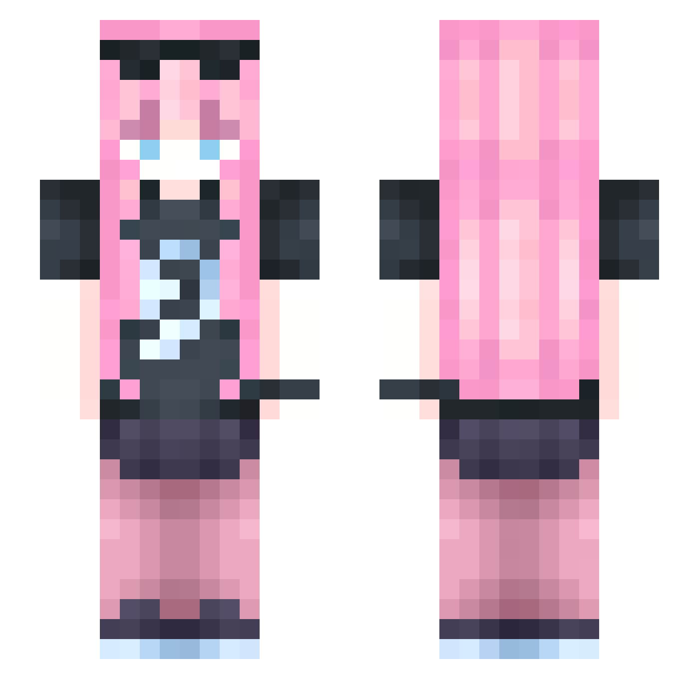 Sauceular Minecraft skin, front and back view