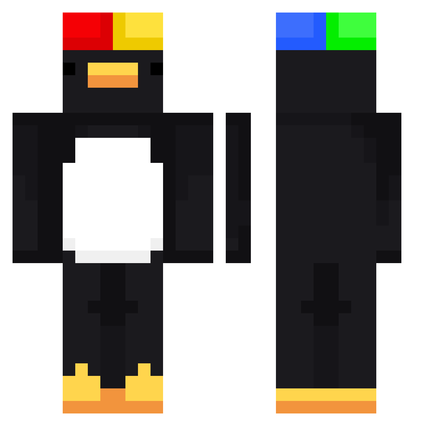 vince999 Minecraft skin, front and back view