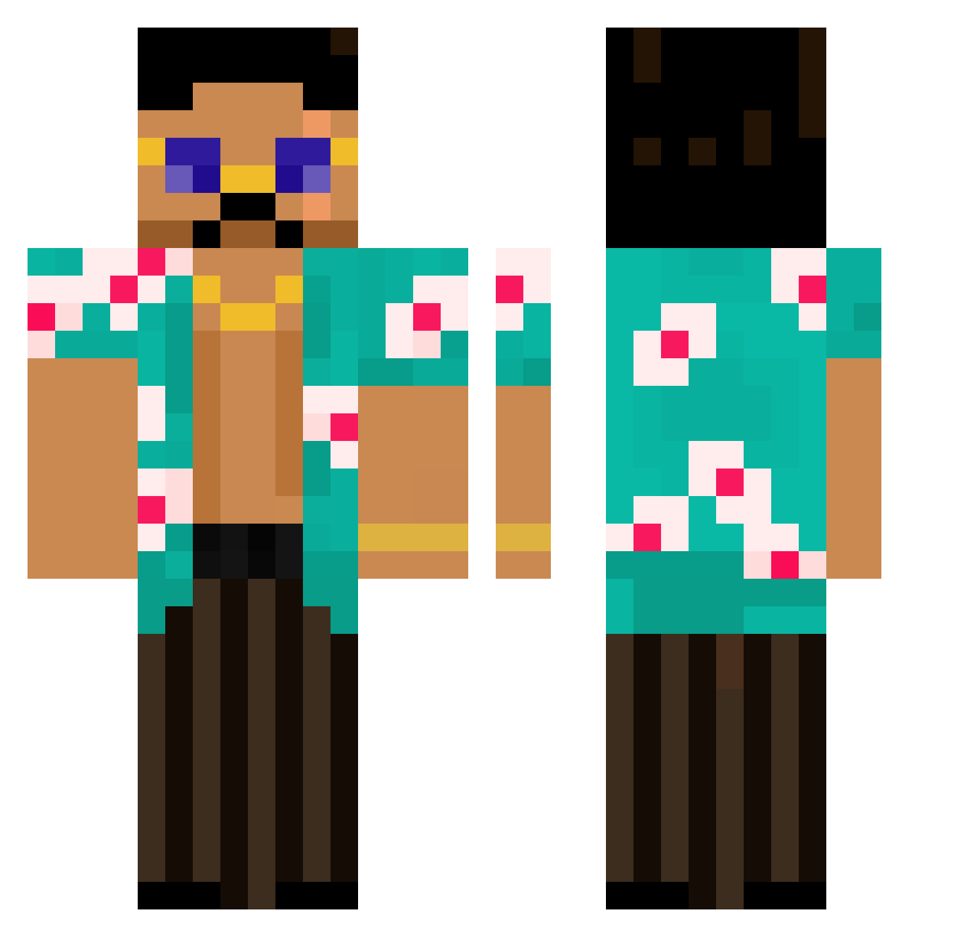 hxnntr Minecraft skin, front and back view
