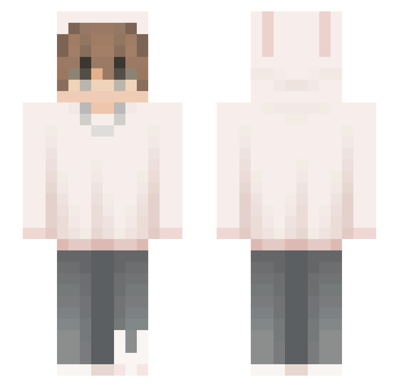 LittleRookie1 Minecraft skin, front and back view
