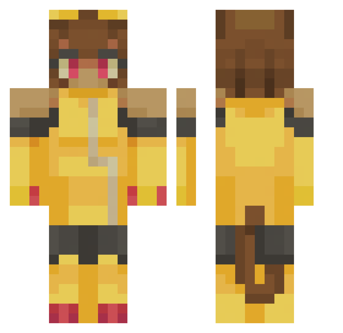 sharkax Minecraft skin, front and back view