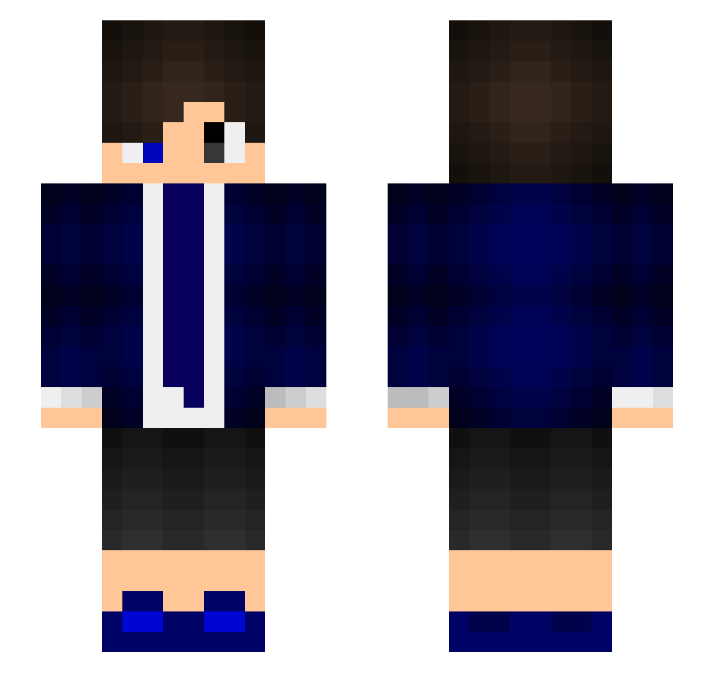 zhaxz Minecraft skin, front and back view