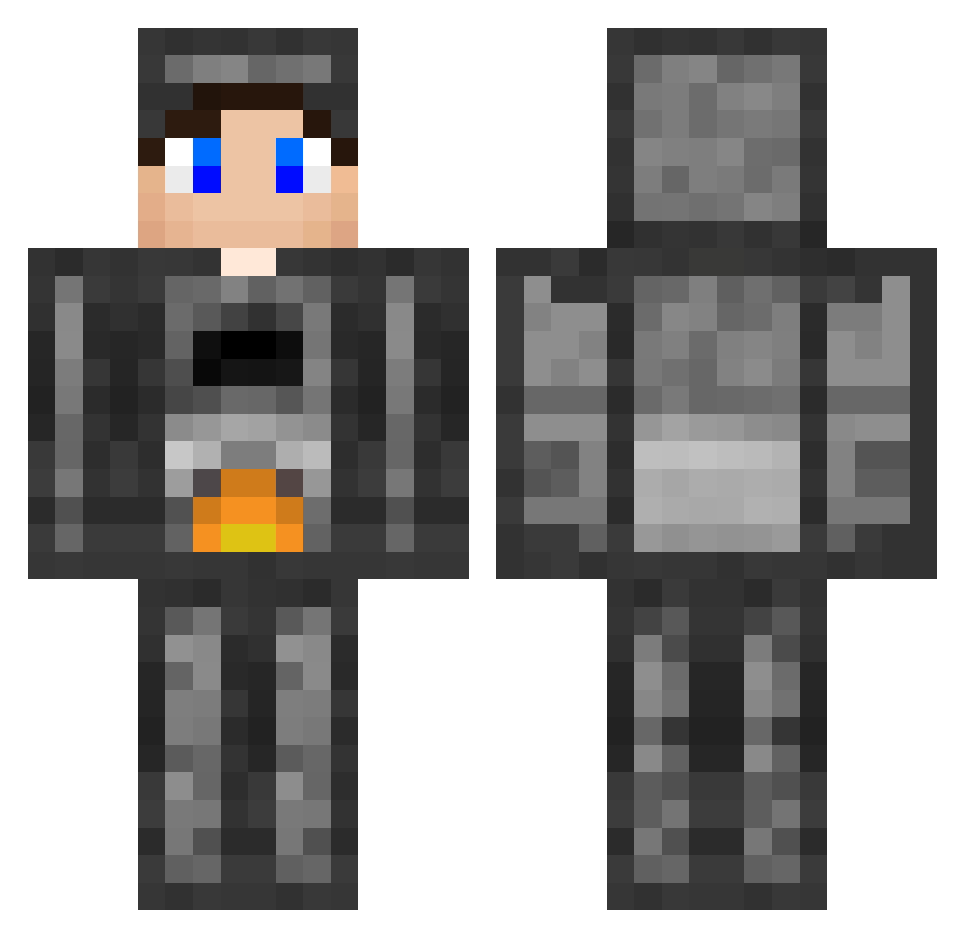 nevercontent Minecraft skin, front and back view