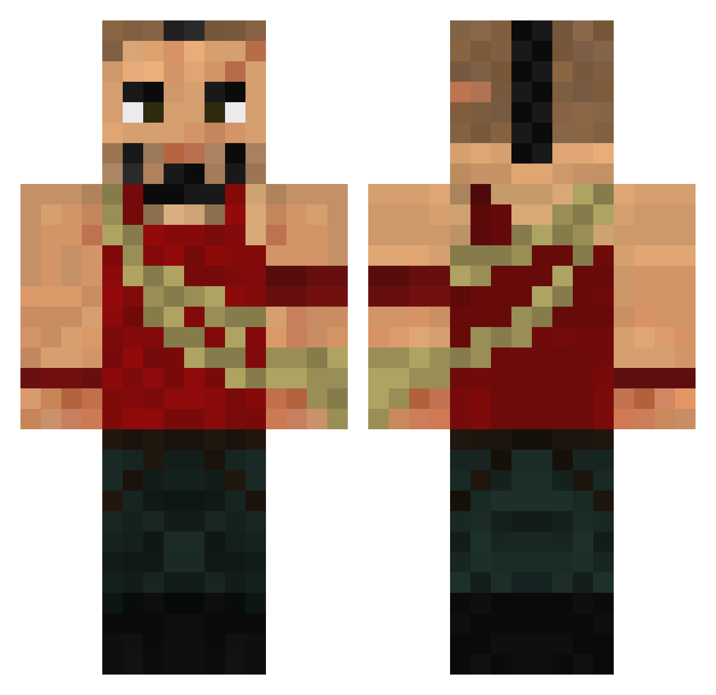 MrNobody8 Minecraft skin, front and back view