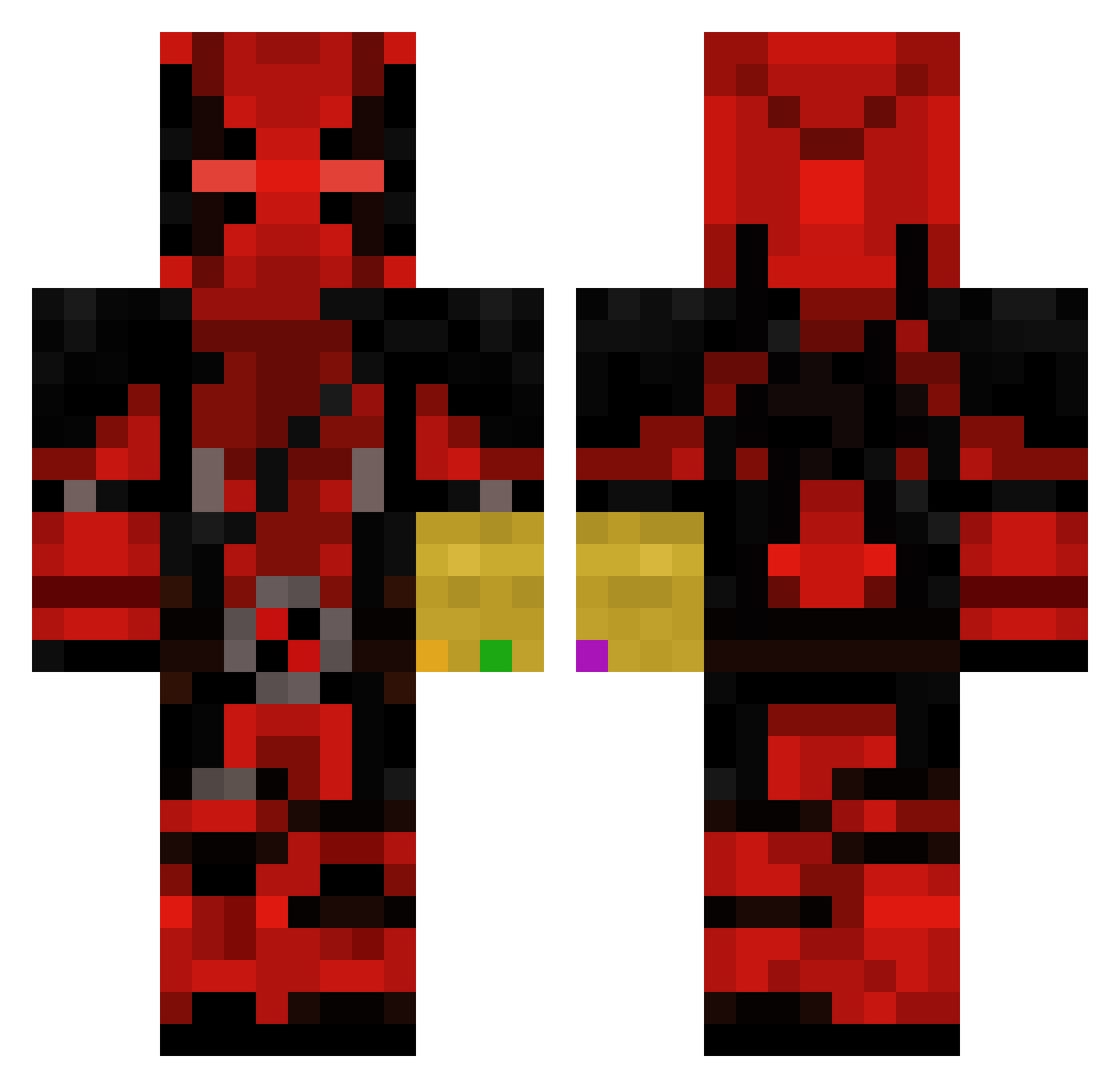 SlayerZ123HD Minecraft skin, front and back view
