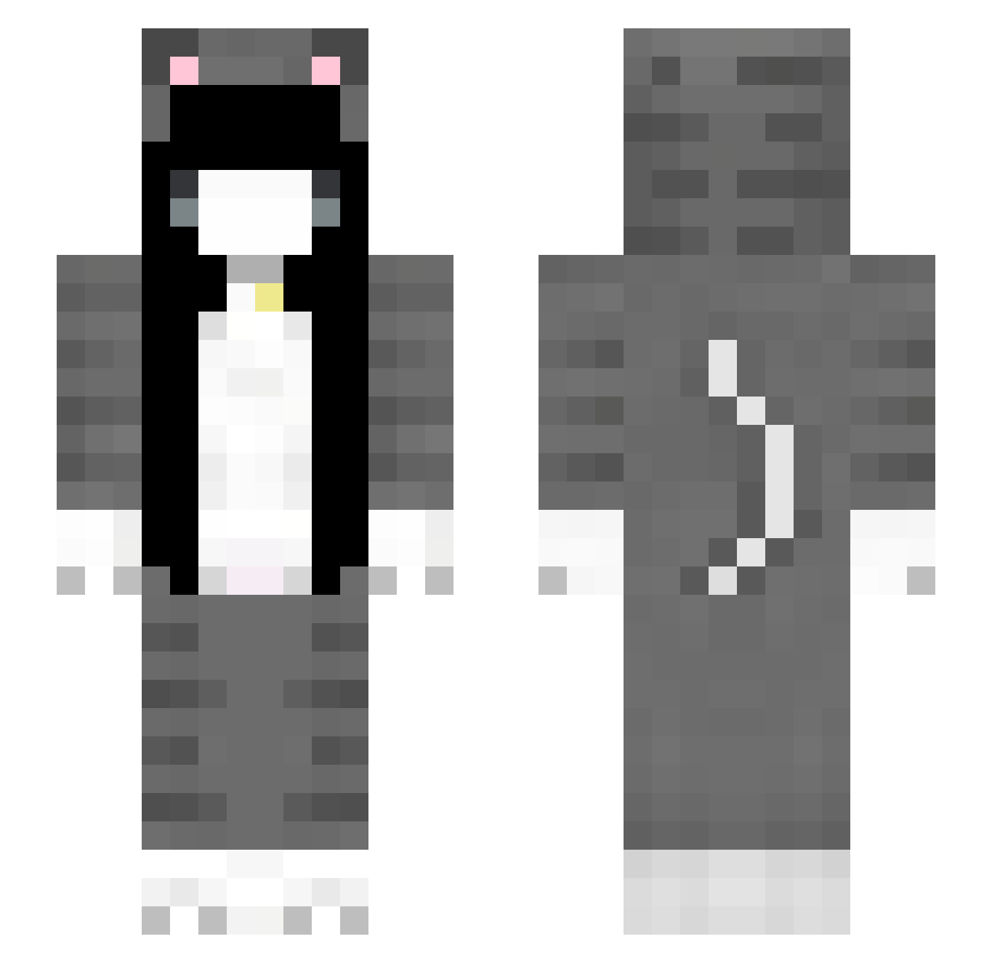 Lacked Minecraft skin, front and back view