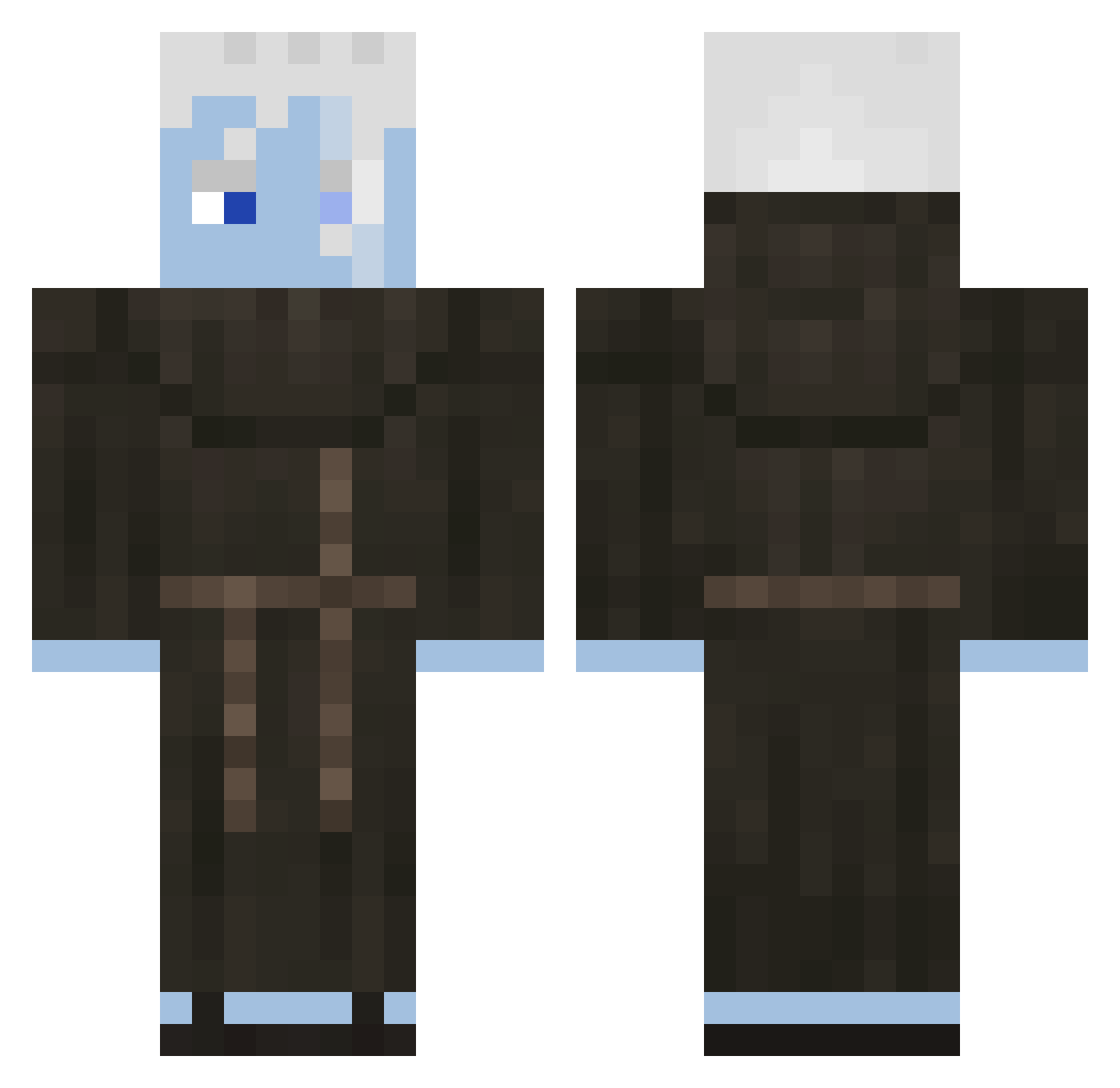 R4v3n25 Minecraft skin, front and back view