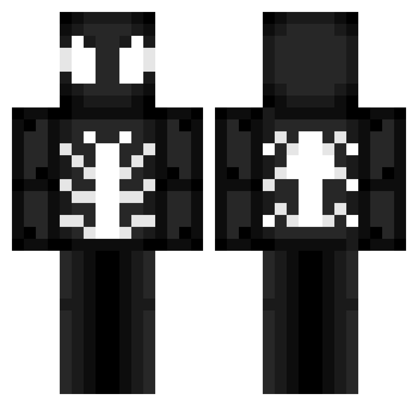 xdBBC Minecraft skin, front and back view