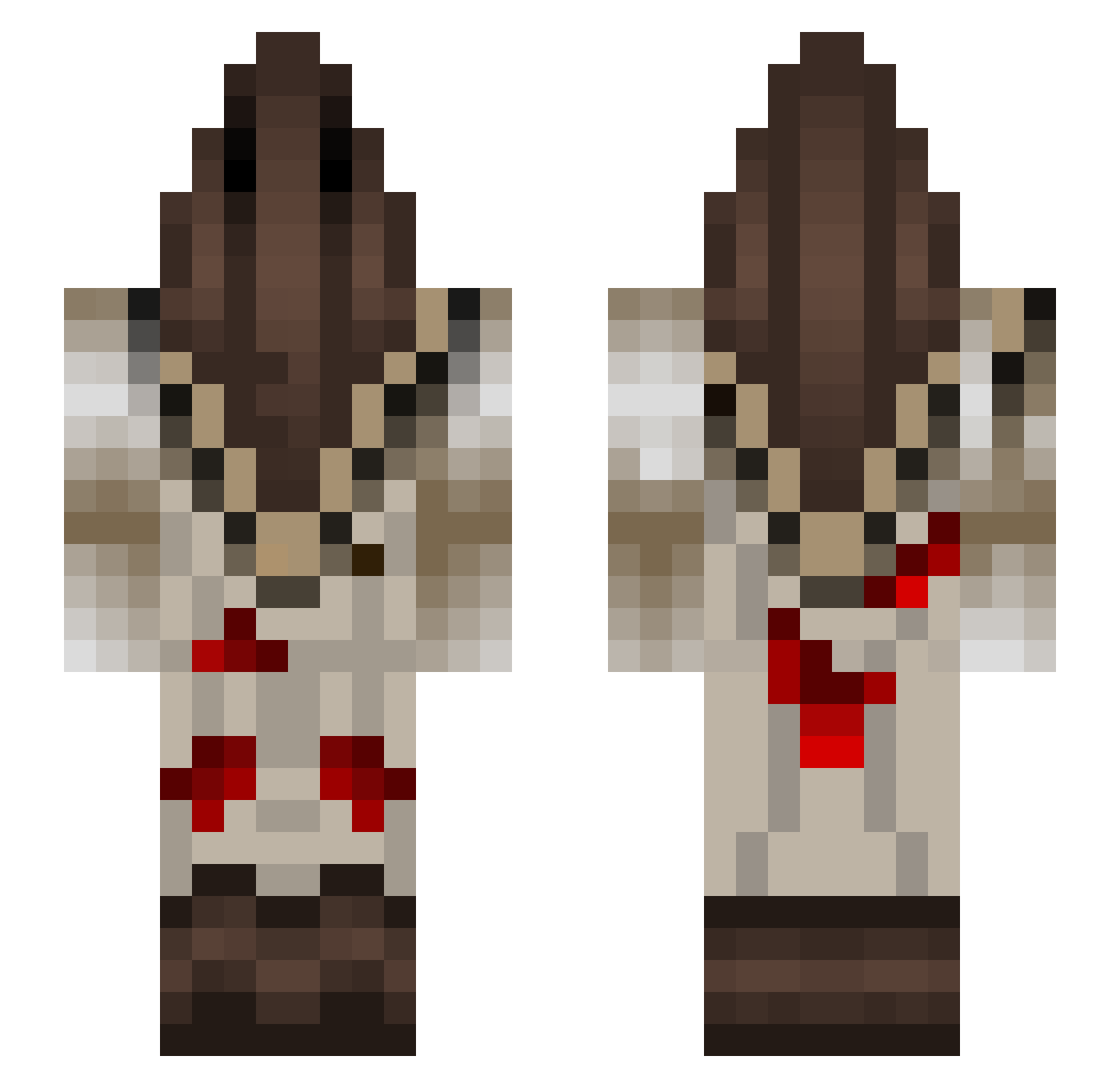 DevourGuts Minecraft skin, front and back view