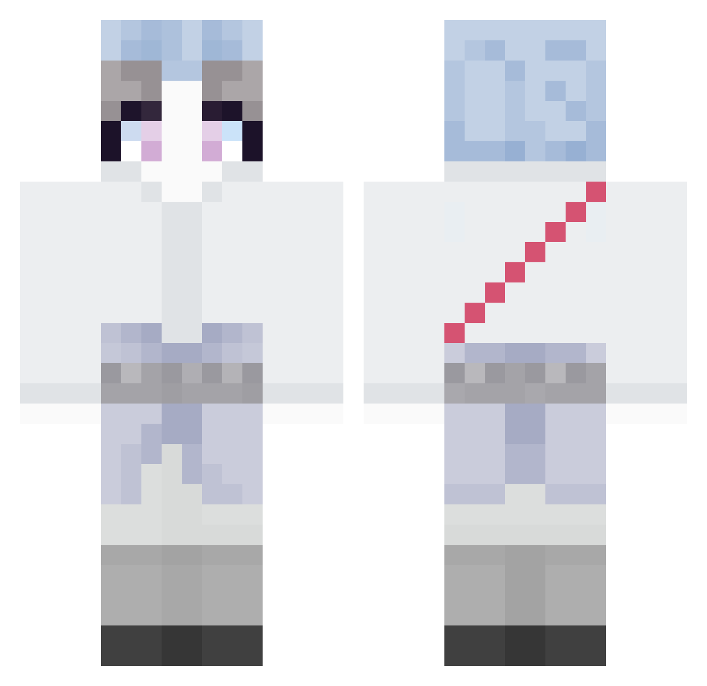 Chihiro22 Minecraft skin, front and back view