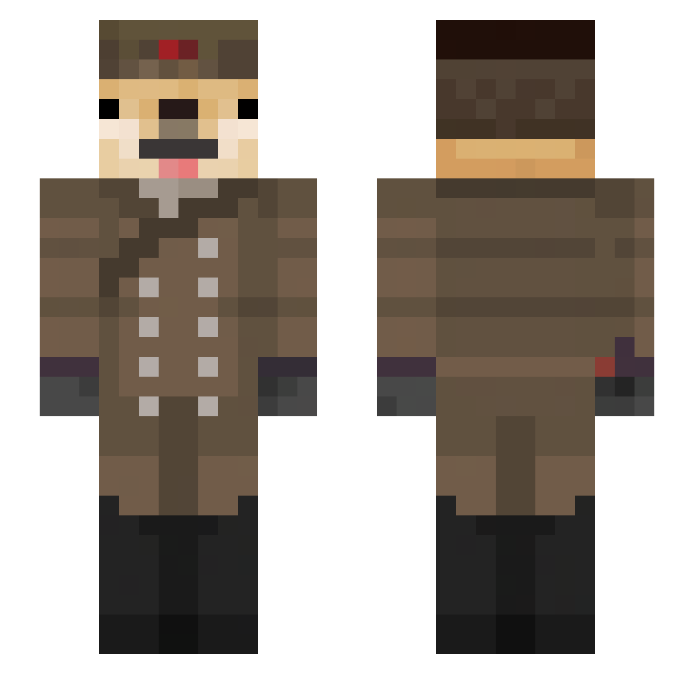 Dammoff Minecraft skin, front and back view