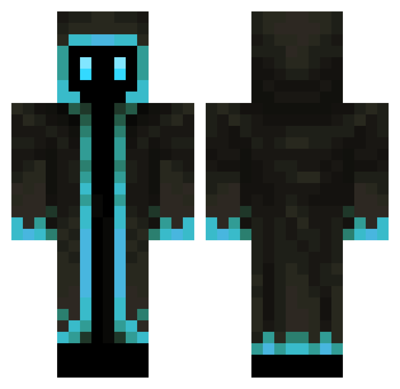 Shabloips Minecraft skin, front and back view