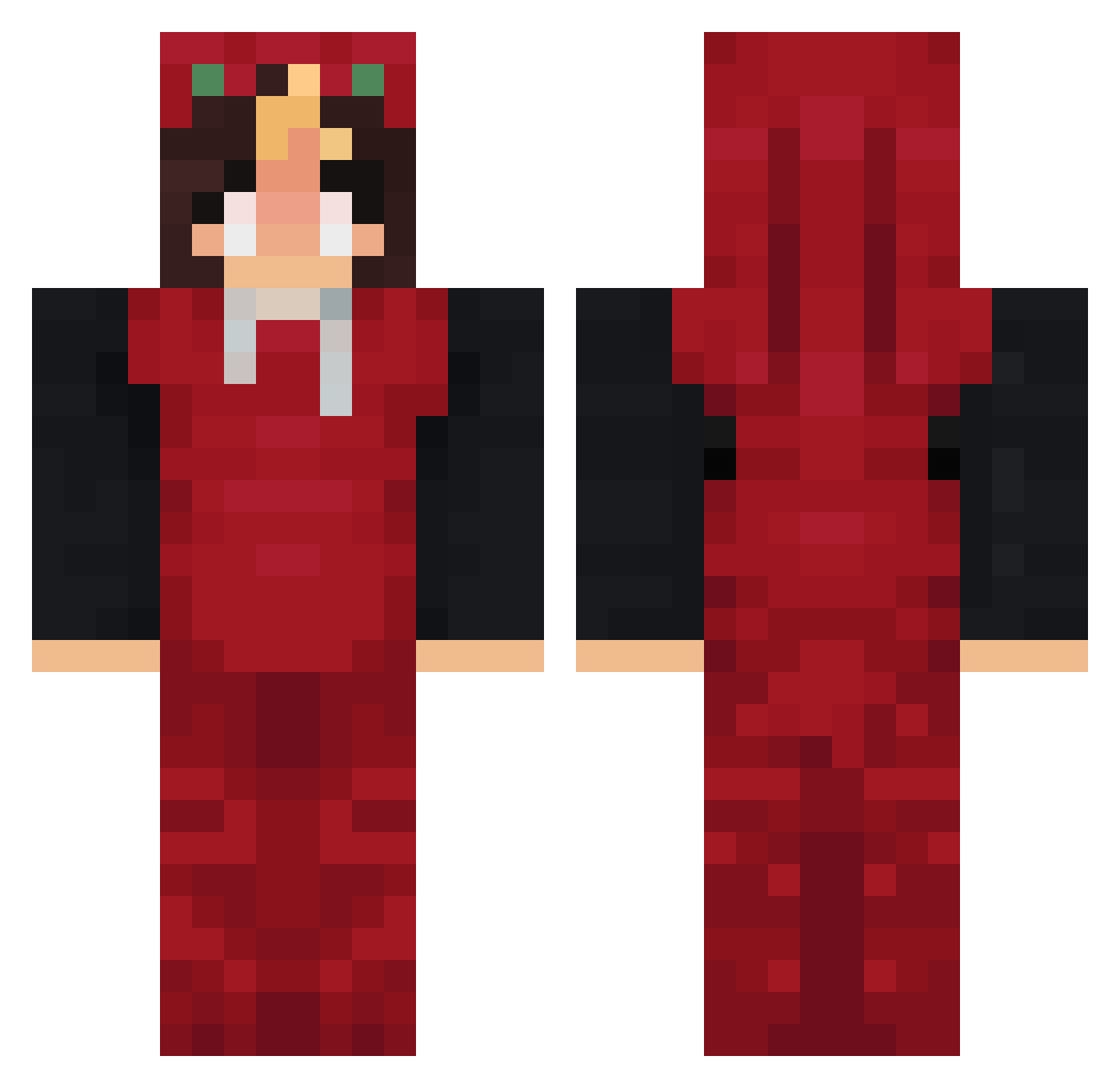 rasbburr Minecraft skin, front and back view