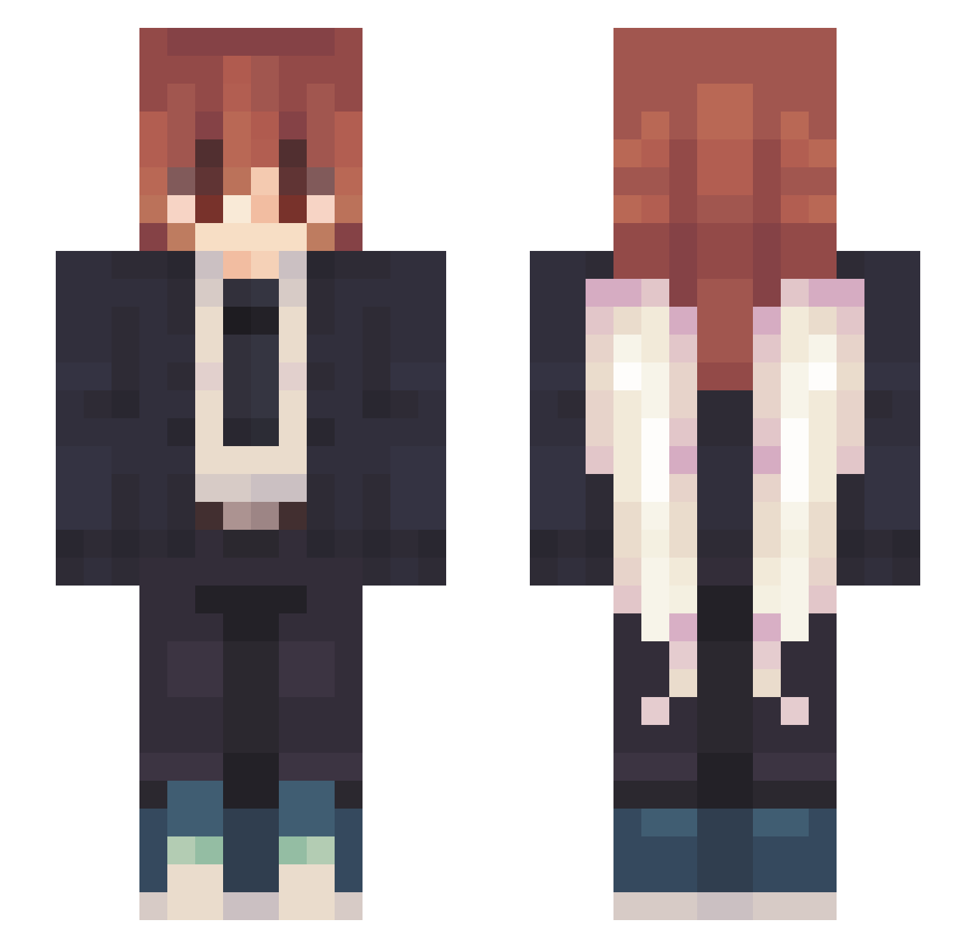 Boyfromtherain Minecraft skin, front and back view