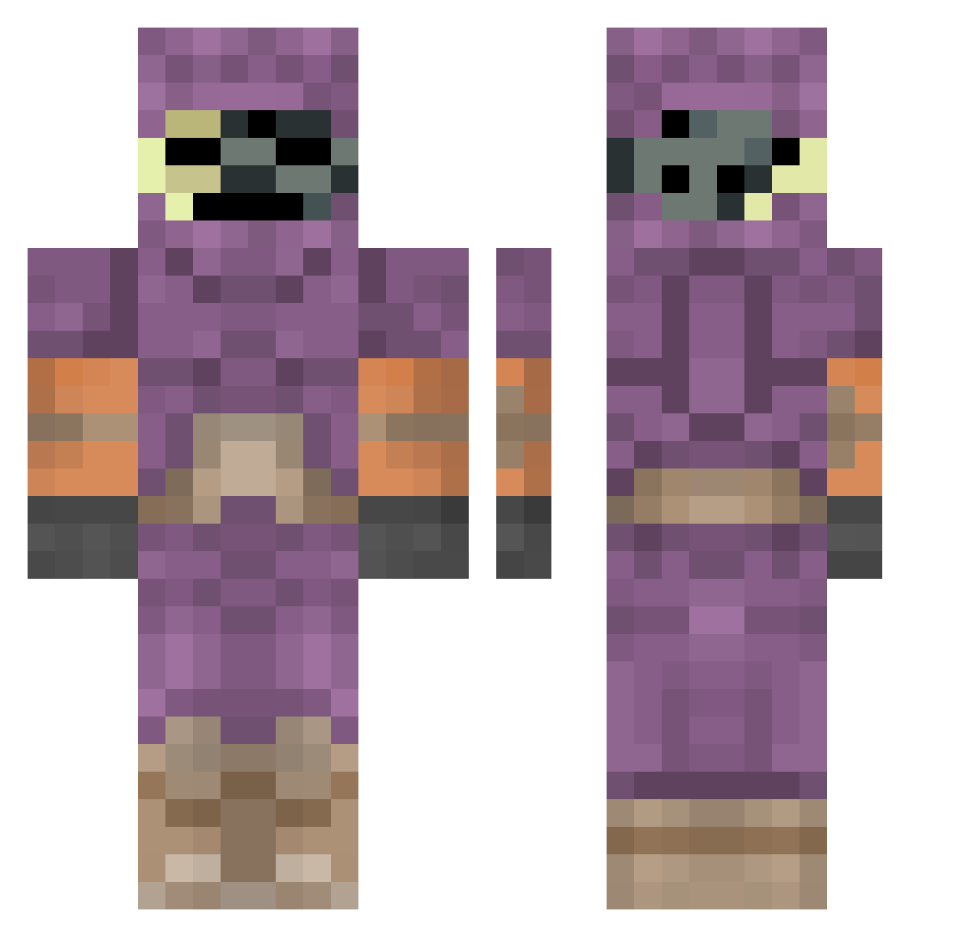 ShabbyFrenzy Minecraft skin, front and back view