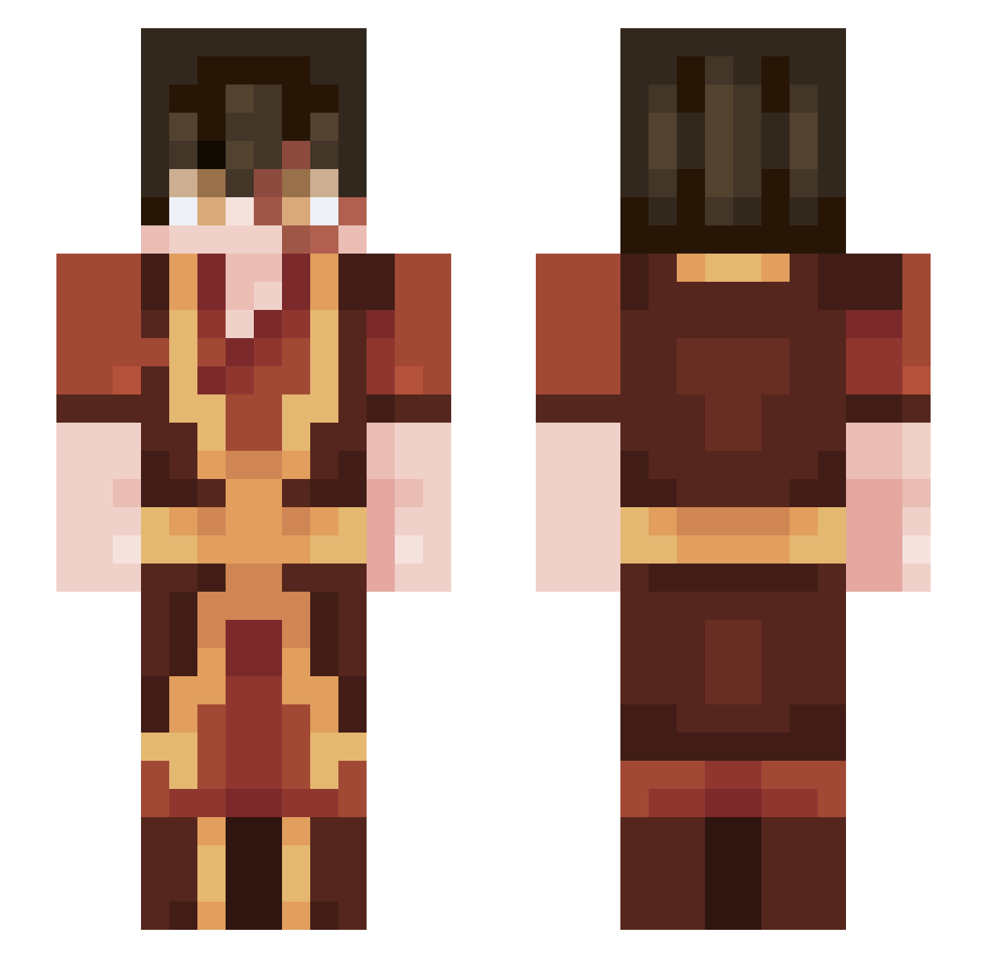 Murdered Minecraft skin, front and back view
