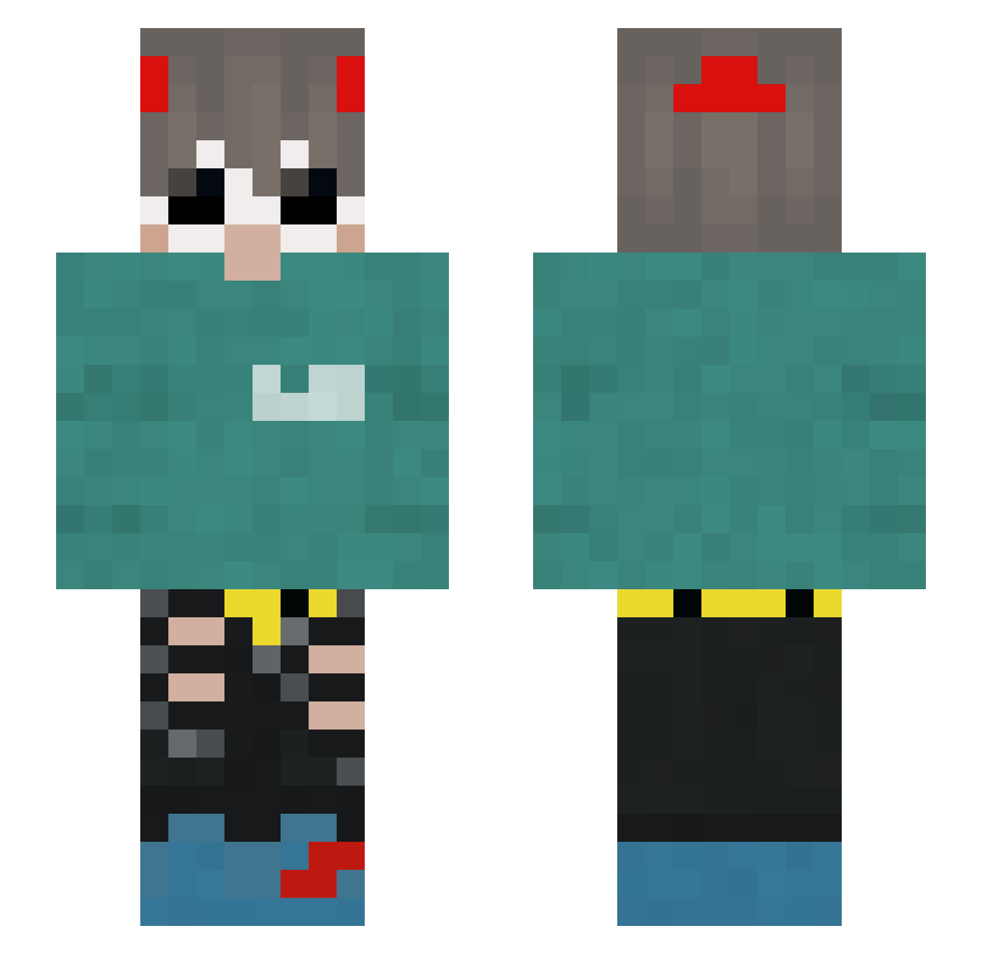 zxcqqzxcqz1z1zz Minecraft skin, front and back view
