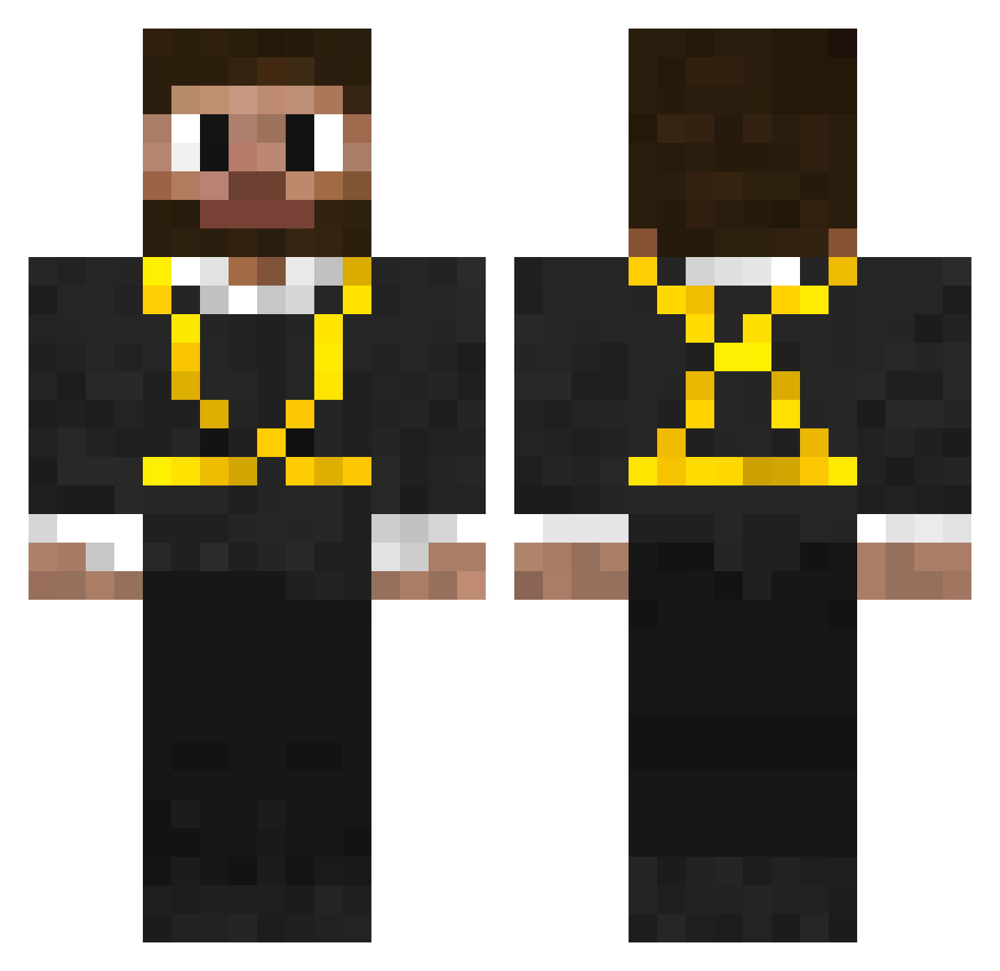 sadvely Minecraft skin, front and back view