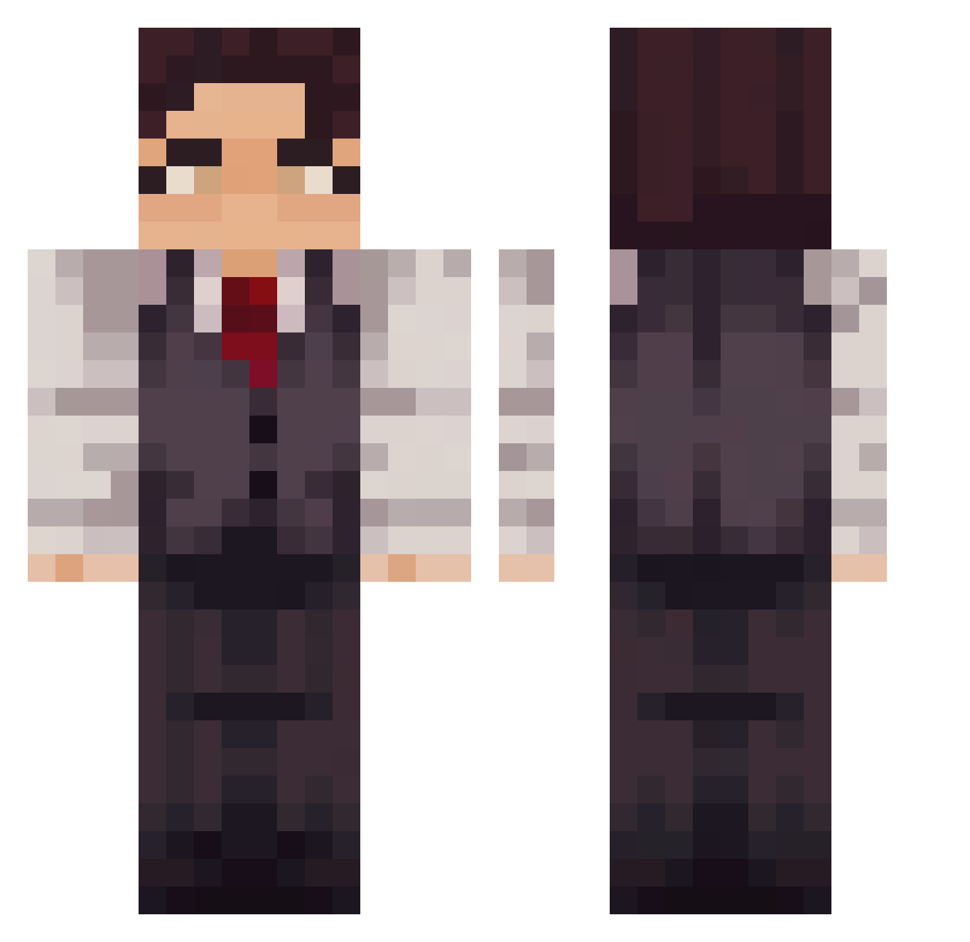 WiredCake Minecraft skin, front and back view