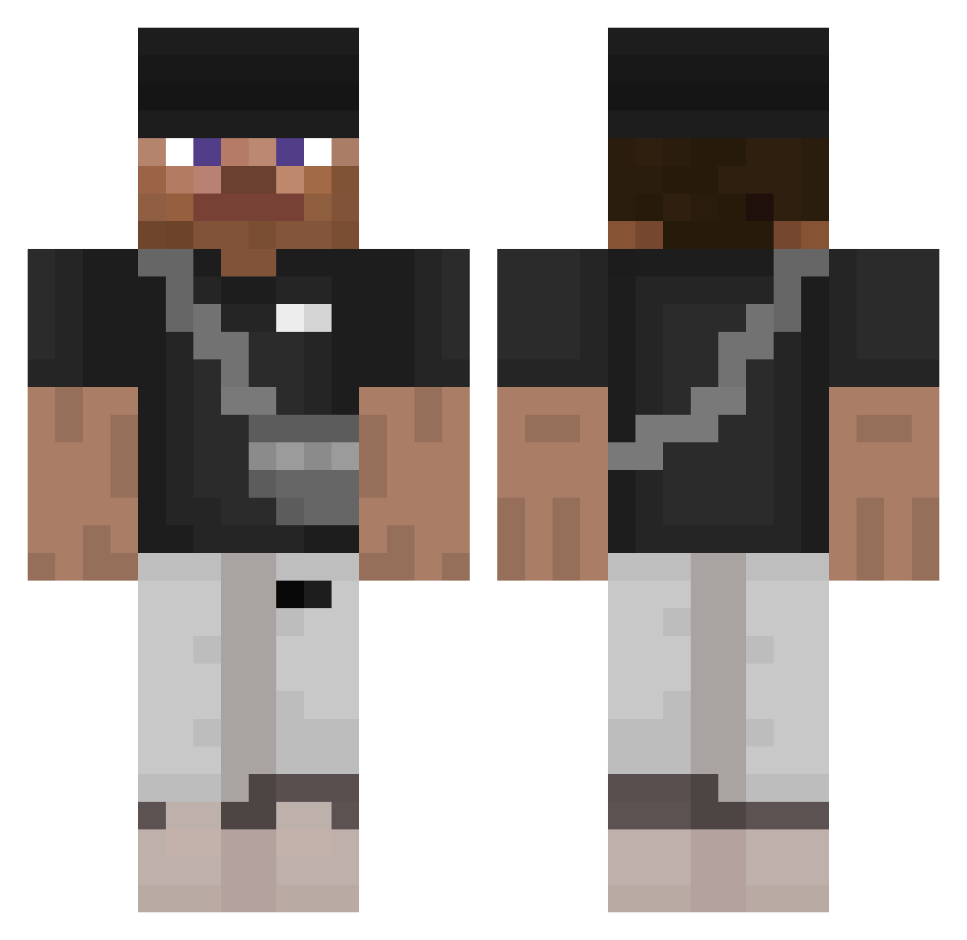 Hellau Minecraft skin, front and back view