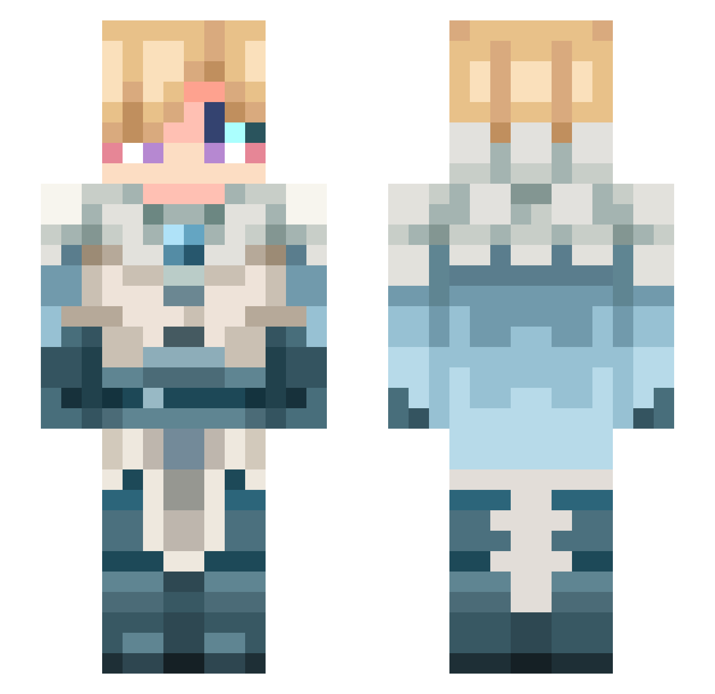 RoyaliTea Minecraft skin, front and back view