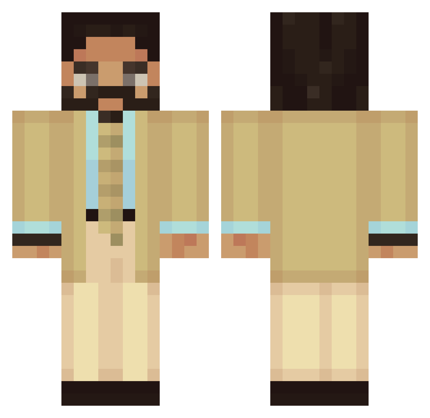 CrazyCreeper1231 Minecraft skin, front and back view