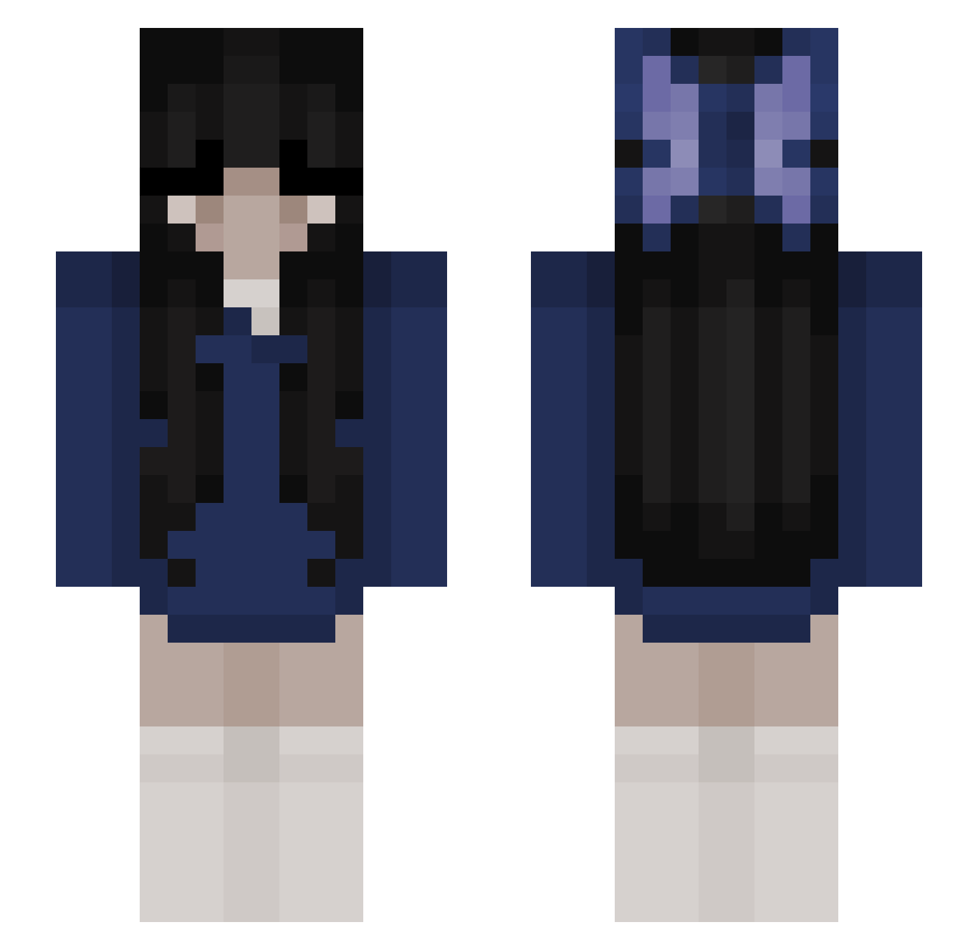 xmyw Minecraft skin, front and back view