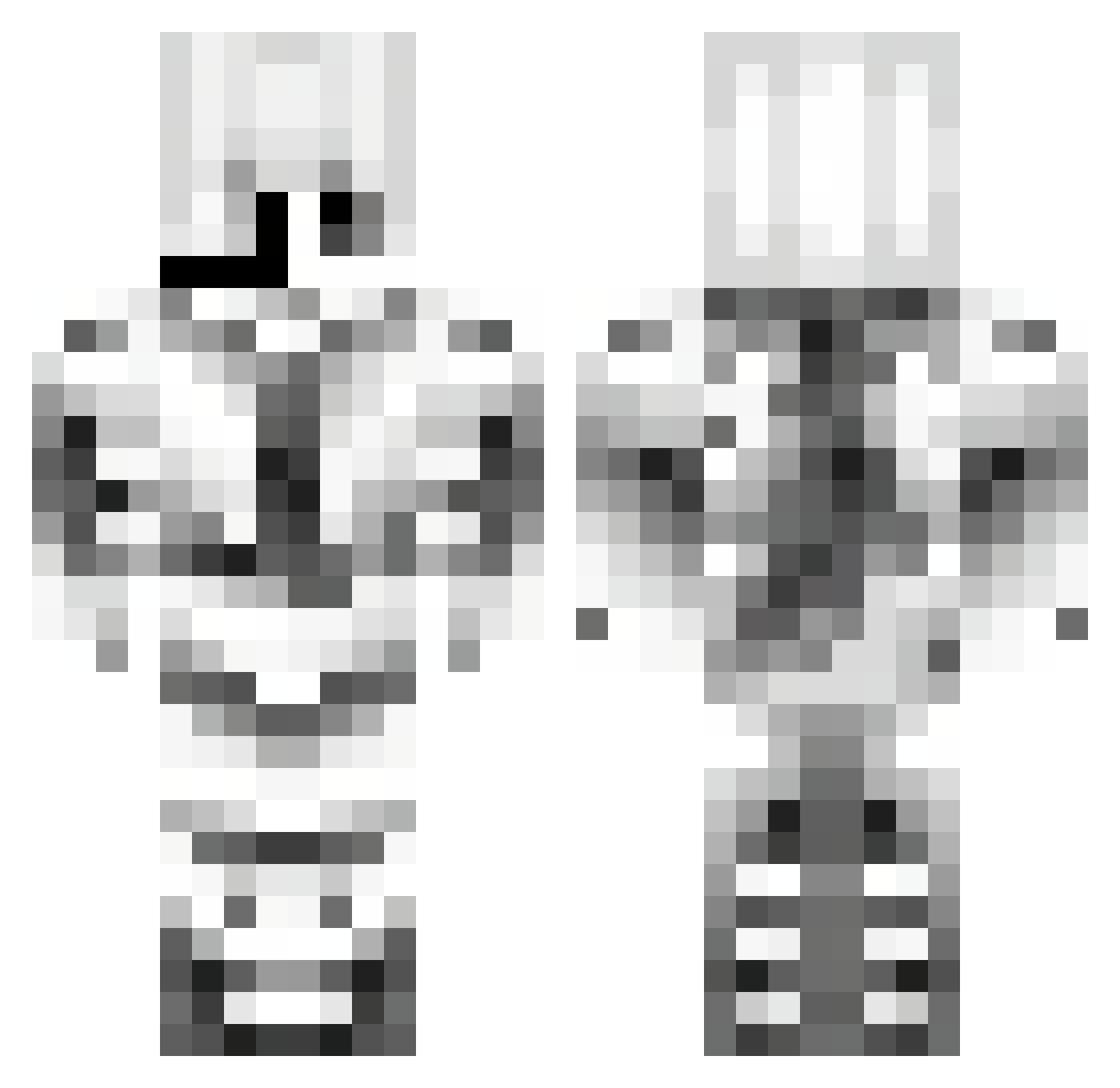Whicey Minecraft skin, front and back view