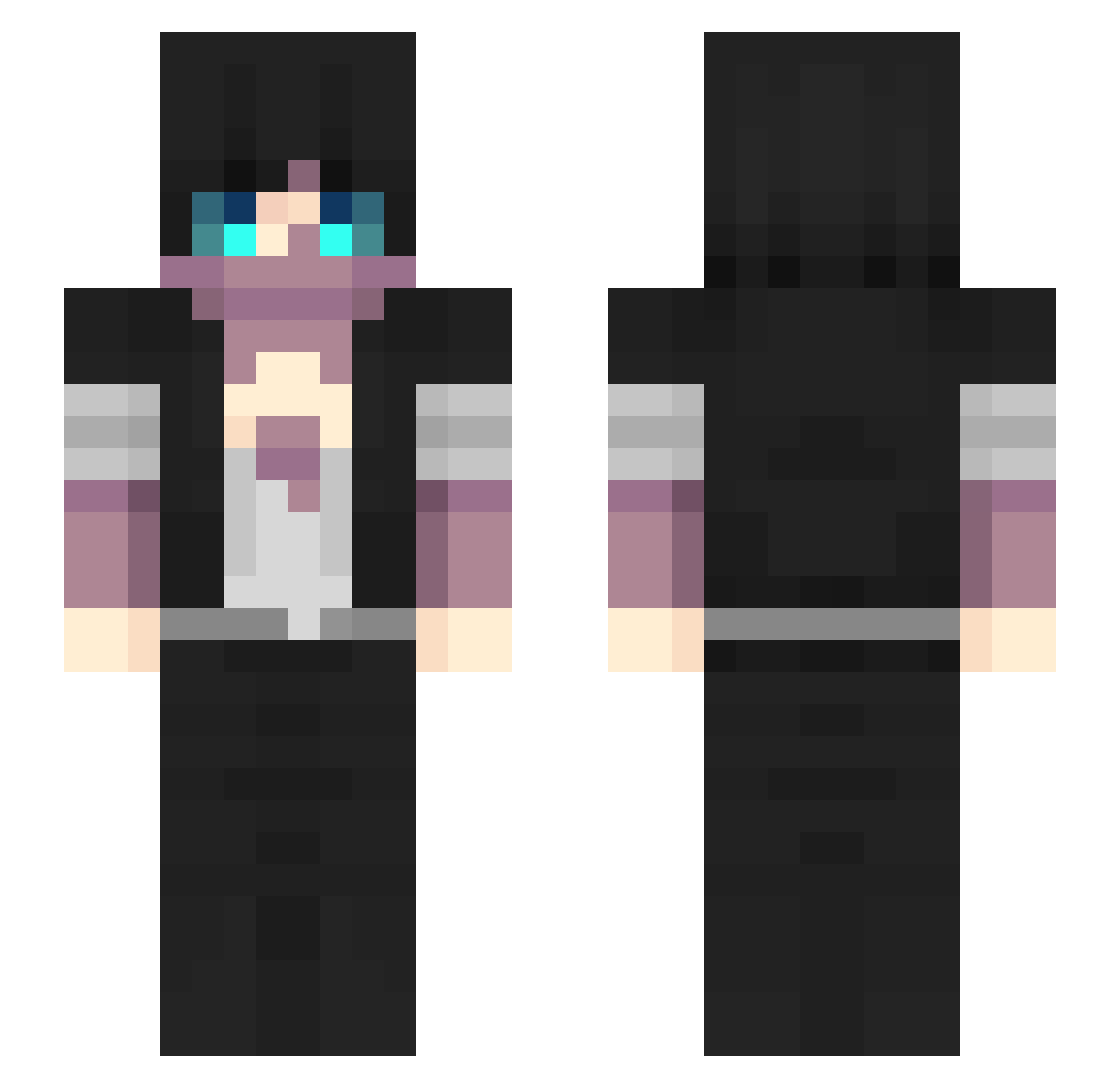Questios Minecraft skin, front and back view