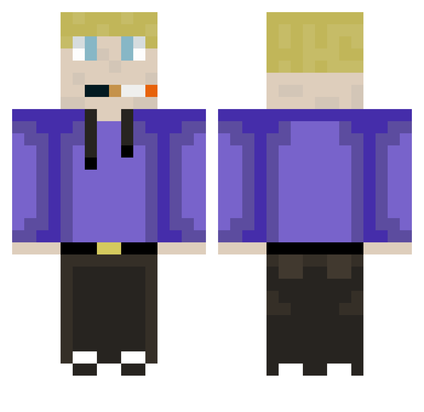 sp4j Minecraft skin, front and back view